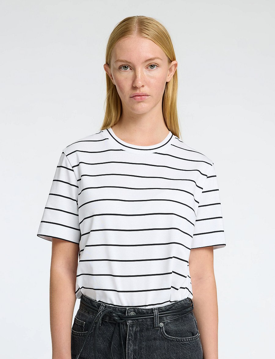 Selected - SLWESSENTIAL SS STRIPED BOXY TEE NOOS - t-shirts - bright white - 4