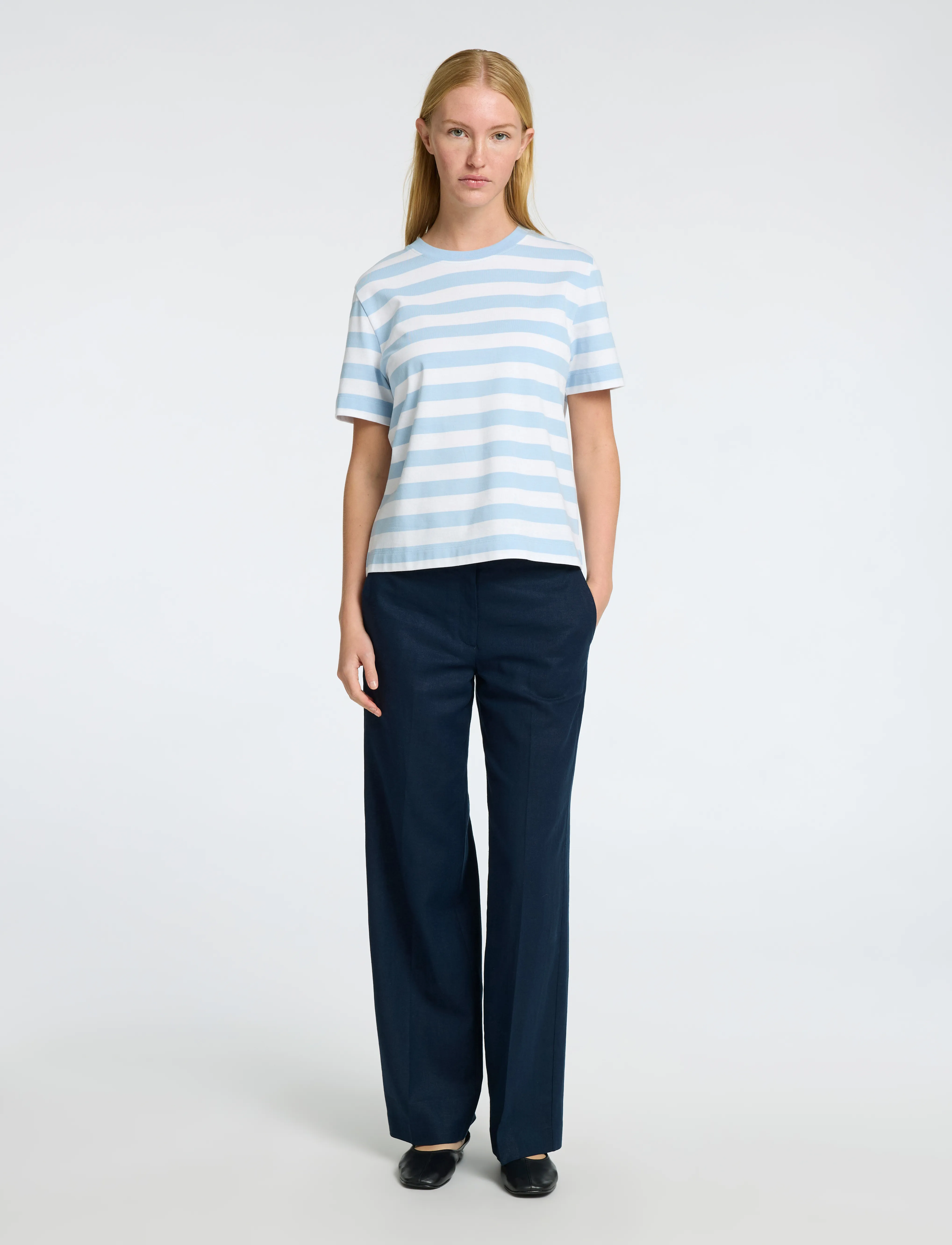 Selected SLWESSENTIAL SS STRIPED BOXY TEE NOOS - T-Shirts & Tops - CASHMERE BLUE / blue