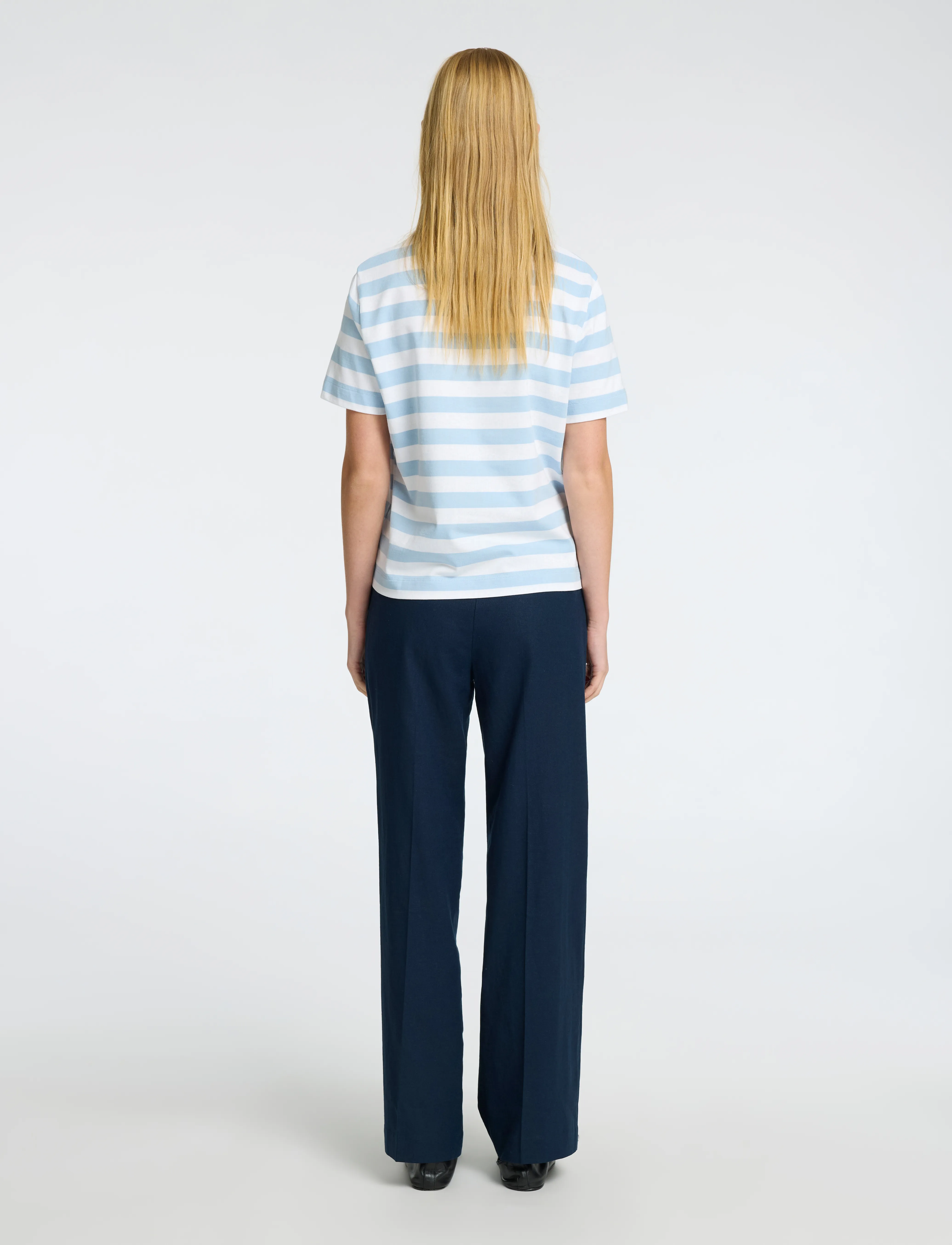 Selected - SLWESSENTIAL SS STRIPED BOXY TEE NOOS - t-shirts - cashmere blue - 2
