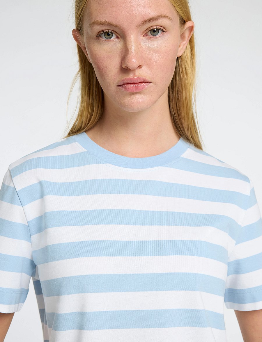 Selected - SLWESSENTIAL SS STRIPED BOXY TEE NOOS - t-shirts - cashmere blue - 4