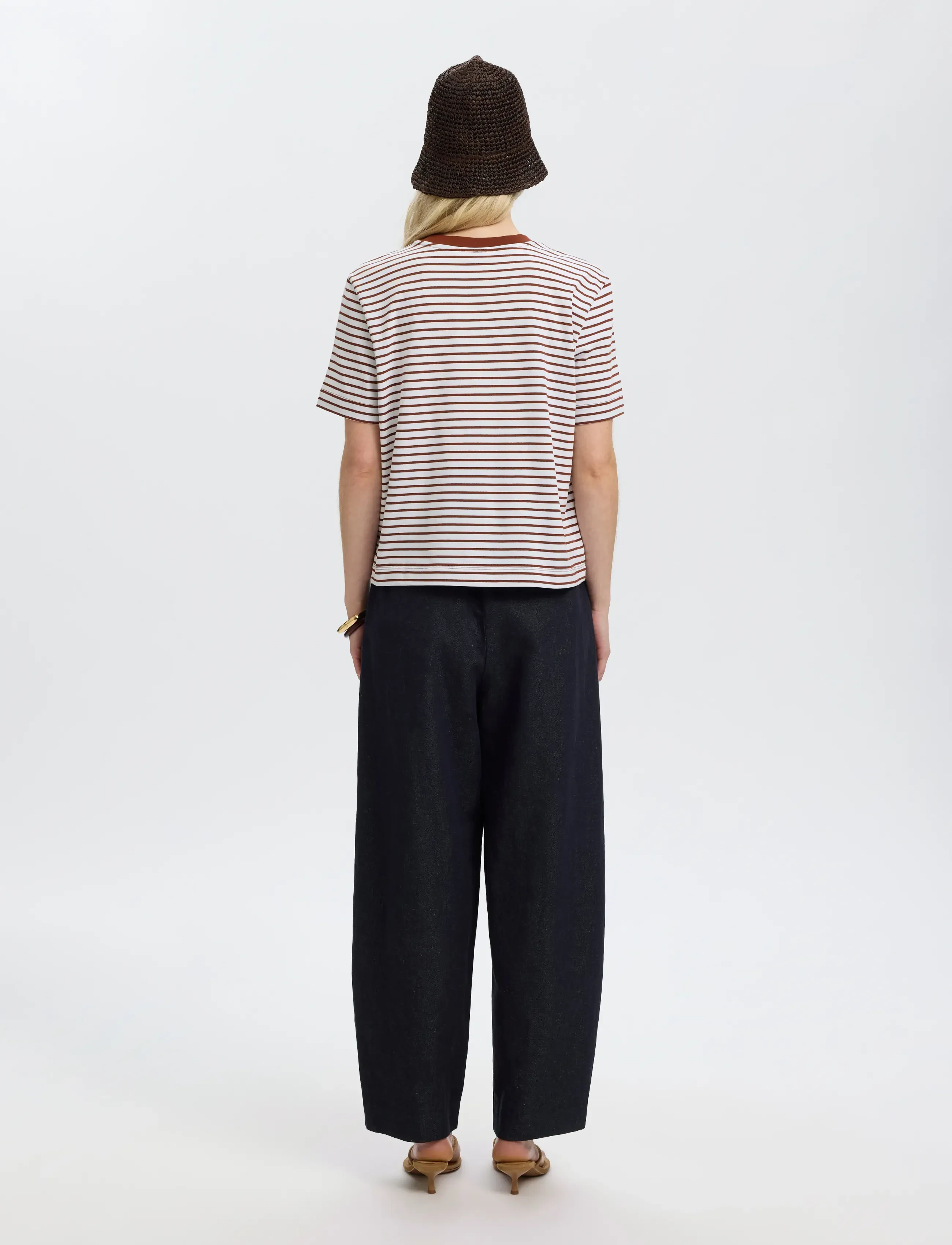 Selected - SLWESSENTIAL SS STRIPED BOXY TEE NOOS - t-shirts - cherry mahogany - 2