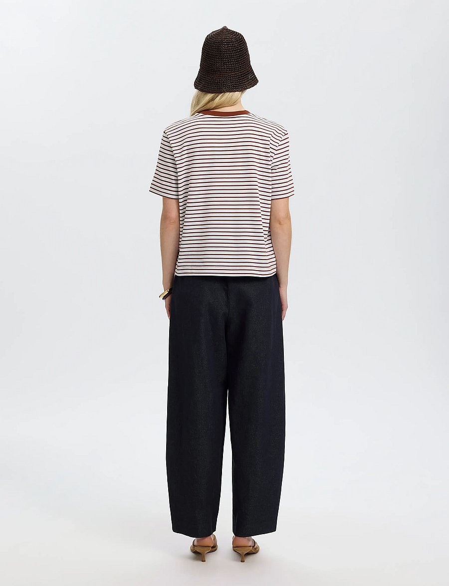 Selected - SLWESSENTIAL SS STRIPED BOXY TEE NOOS - t-shirts - cherry mahogany - 2