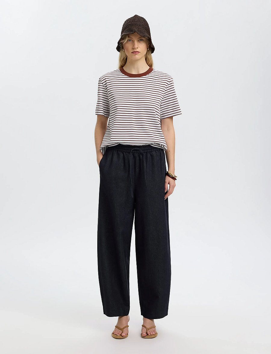 Selected - SLWESSENTIAL SS STRIPED BOXY TEE NOOS - t-shirts - cherry mahogany - 3