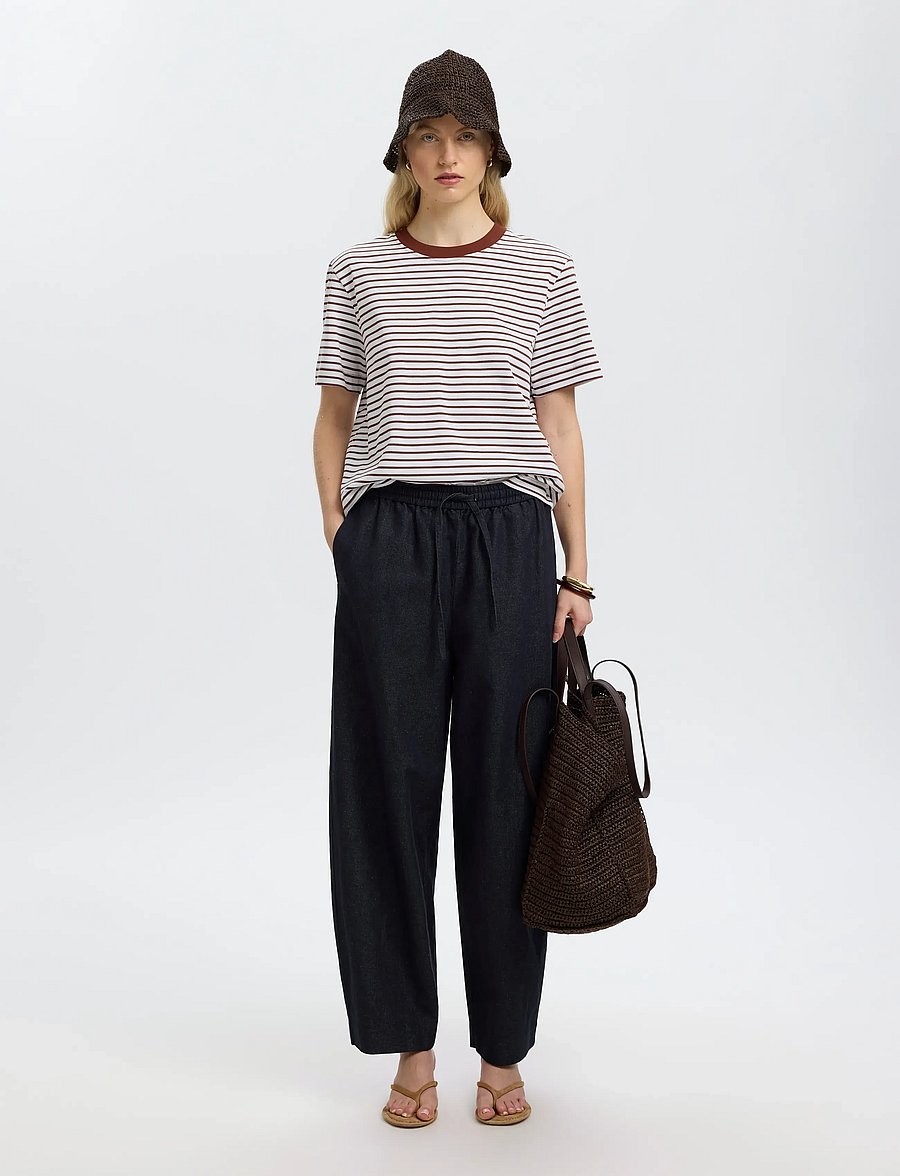 Selected - SLWESSENTIAL SS STRIPED BOXY TEE NOOS - t-shirts - cherry mahogany - 5