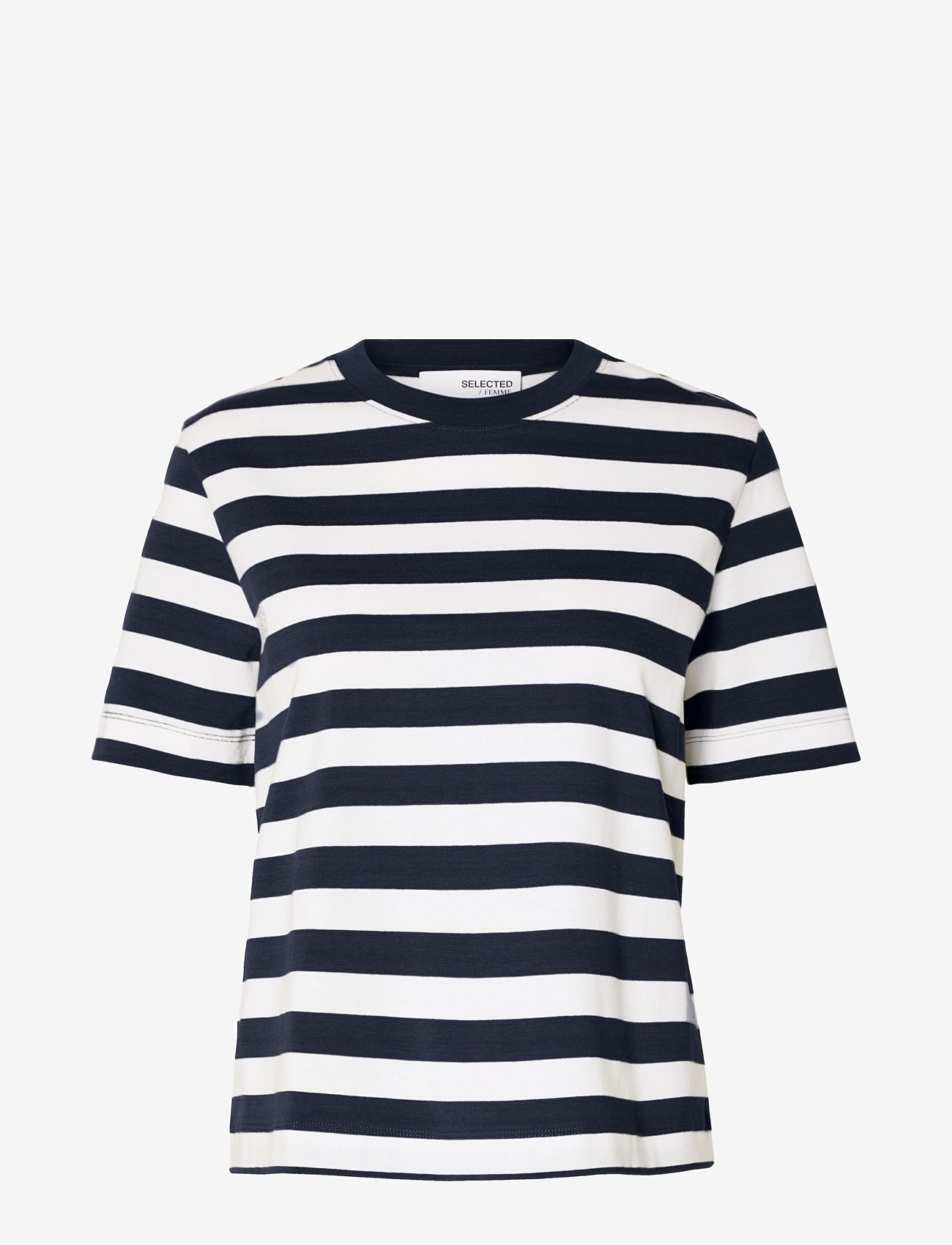 Selected Femme - SLFESSENTIAL SS STRIPED BOXY TEE NOOS - lowest prices - dark sapphire - 0