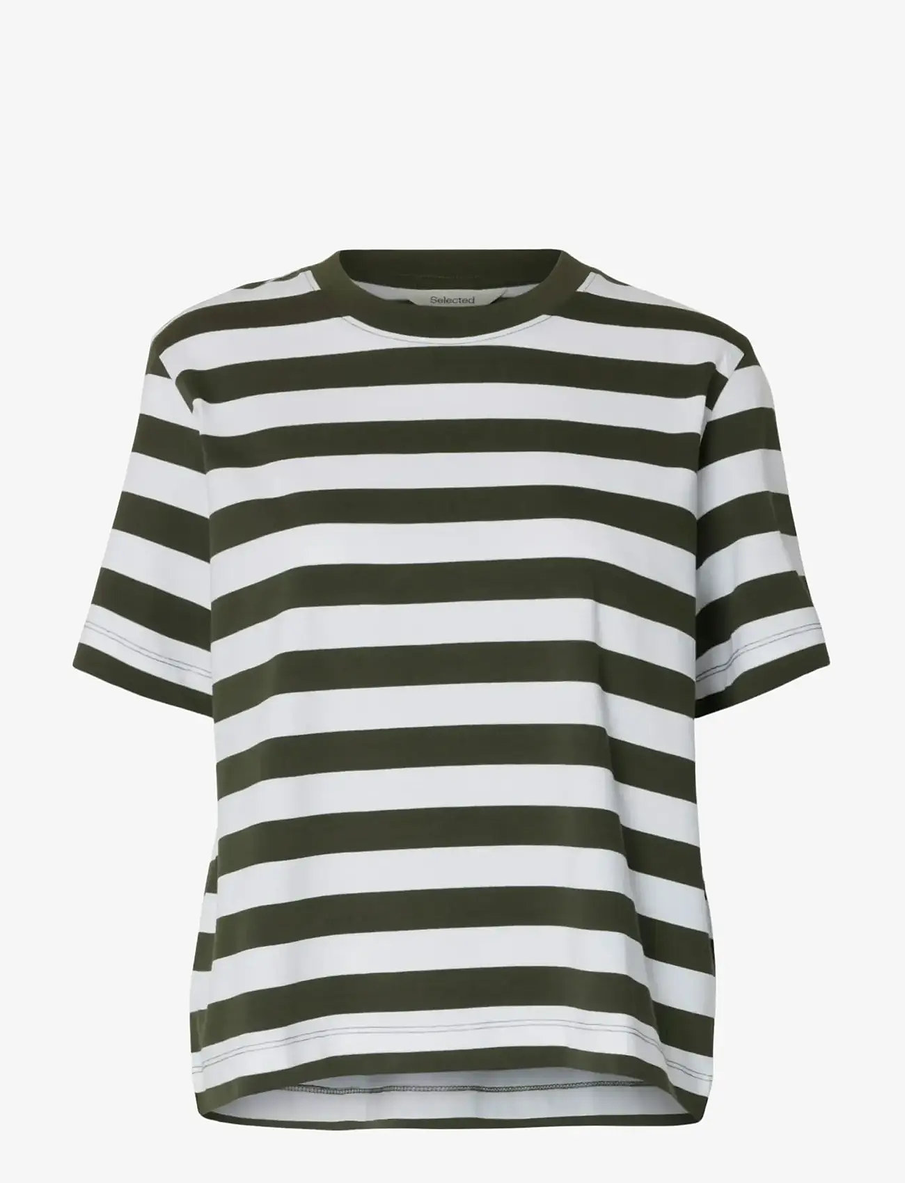 Selected - SLWESSENTIAL SS STRIPED BOXY TEE NOOS - t-shirts - deep depths - 1