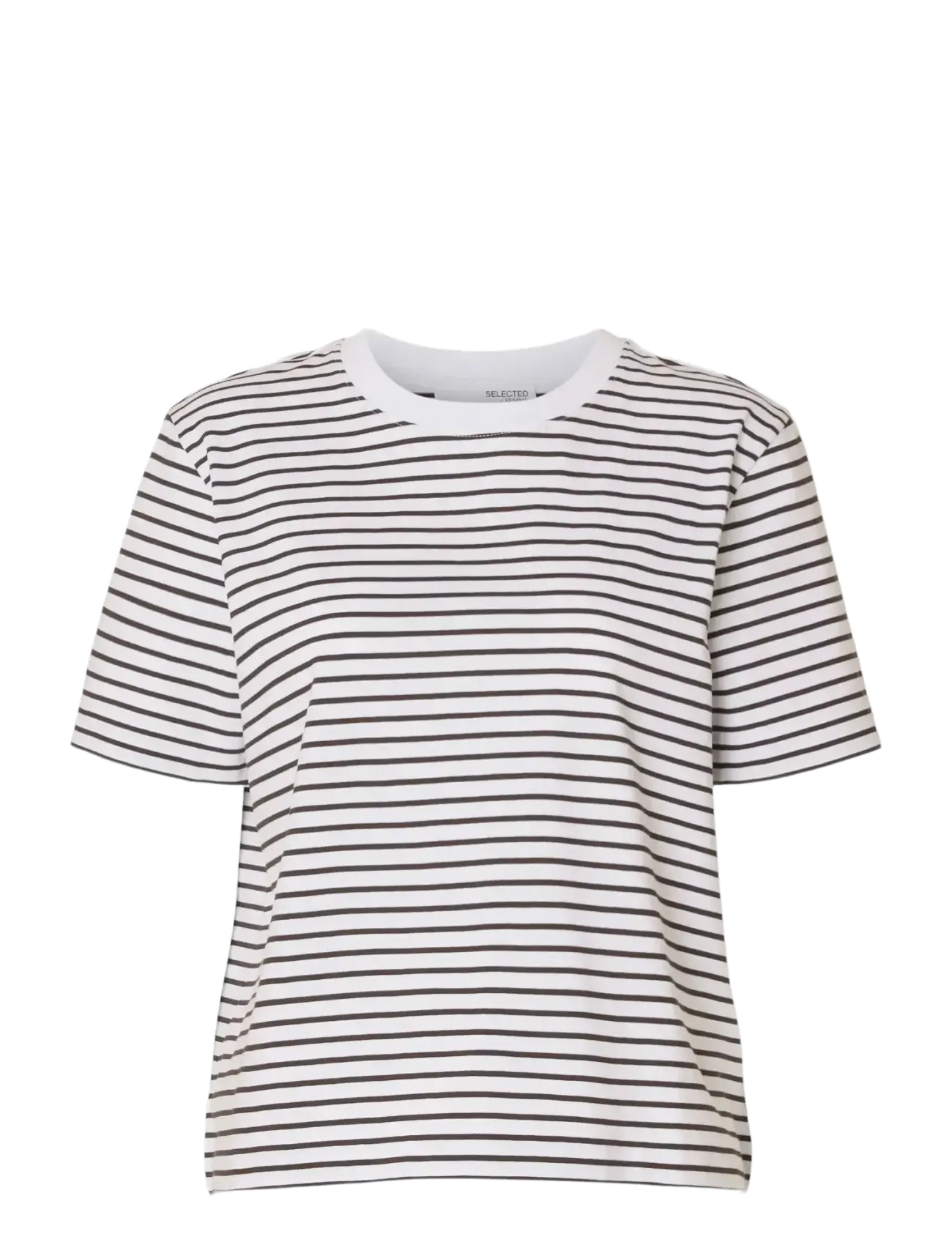 Selected SLWESSENTIAL SS STRIPED BOXY TEE NOOS - Selected - DELICIOSO / white