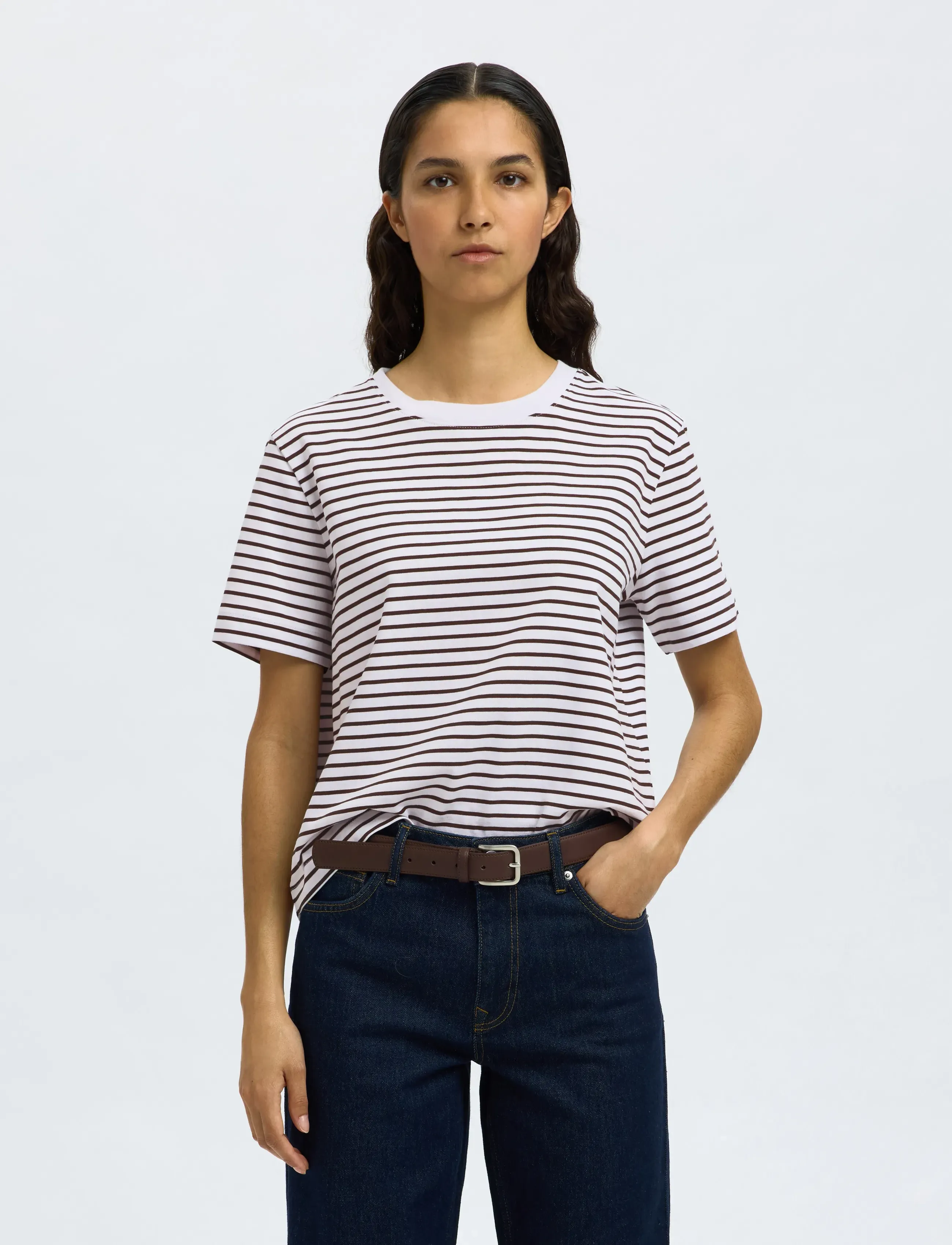 SELECTED Slwessential Ss Striped Boxy Tee Noos blusar dam – bild 3