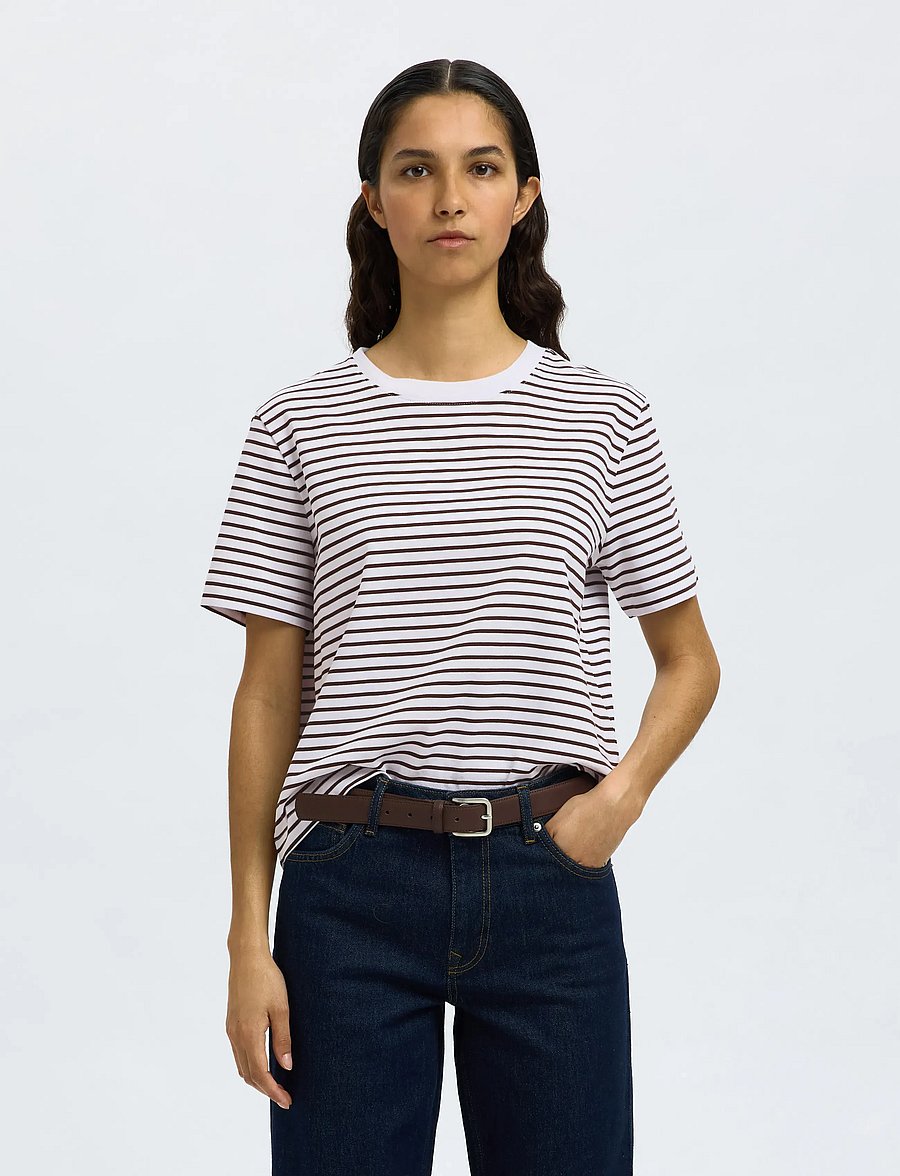 Selected - SLWESSENTIAL SS STRIPED BOXY TEE NOOS - t-shirts - delicioso - 0