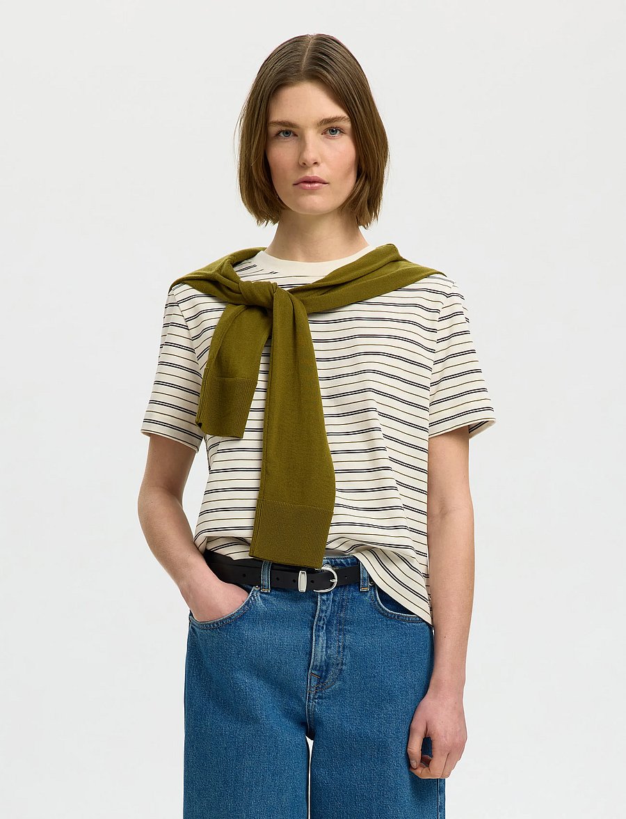 Selected - SLWESSENTIAL SS STRIPED BOXY TEE NOOS - t-shirts - delicioso - 0