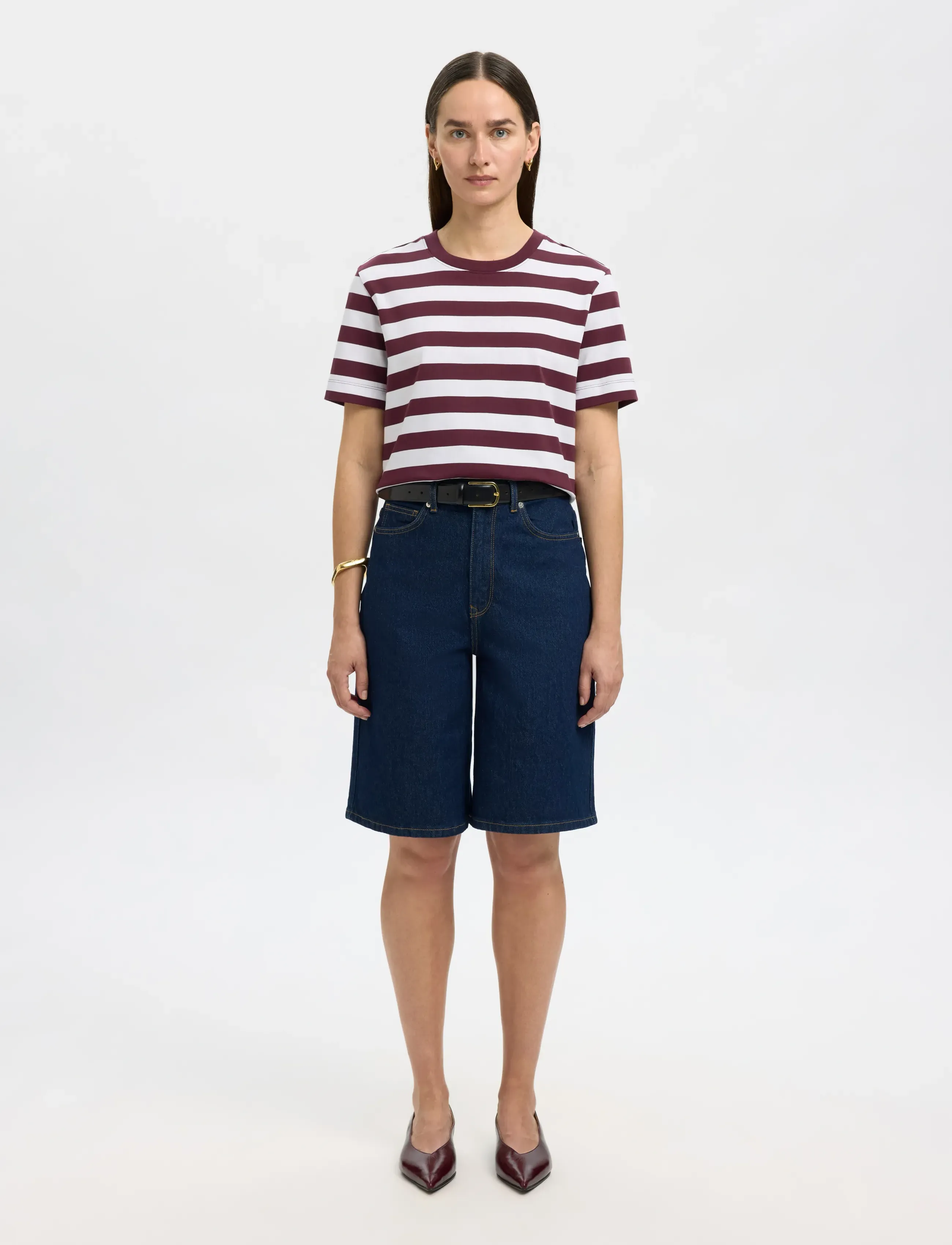 Selected - SLWESSENTIAL SS STRIPED BOXY TEE NOOS - t-shirts - fig - 3