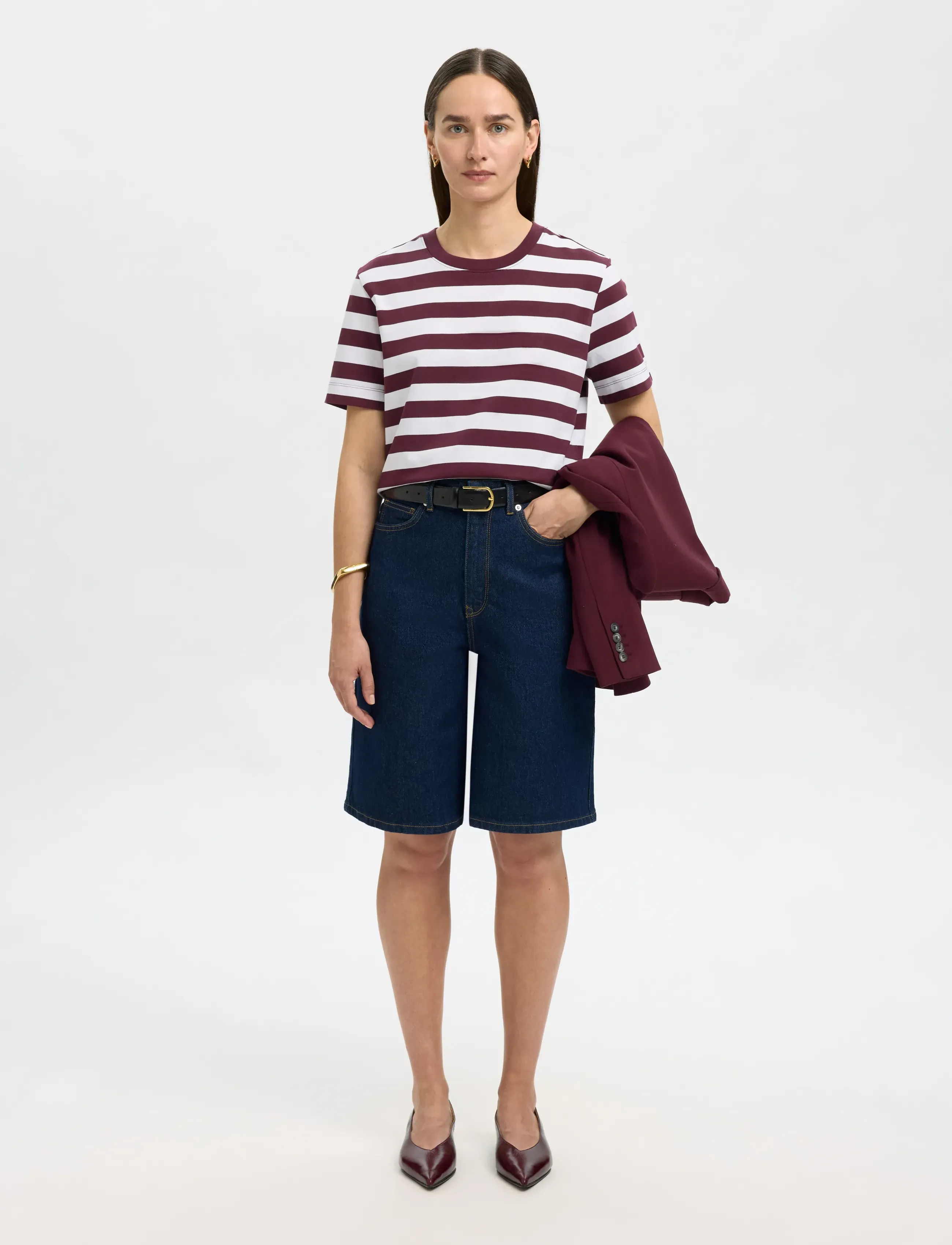 Selected - SLWESSENTIAL SS STRIPED BOXY TEE NOOS - t-shirts - fig - 5
