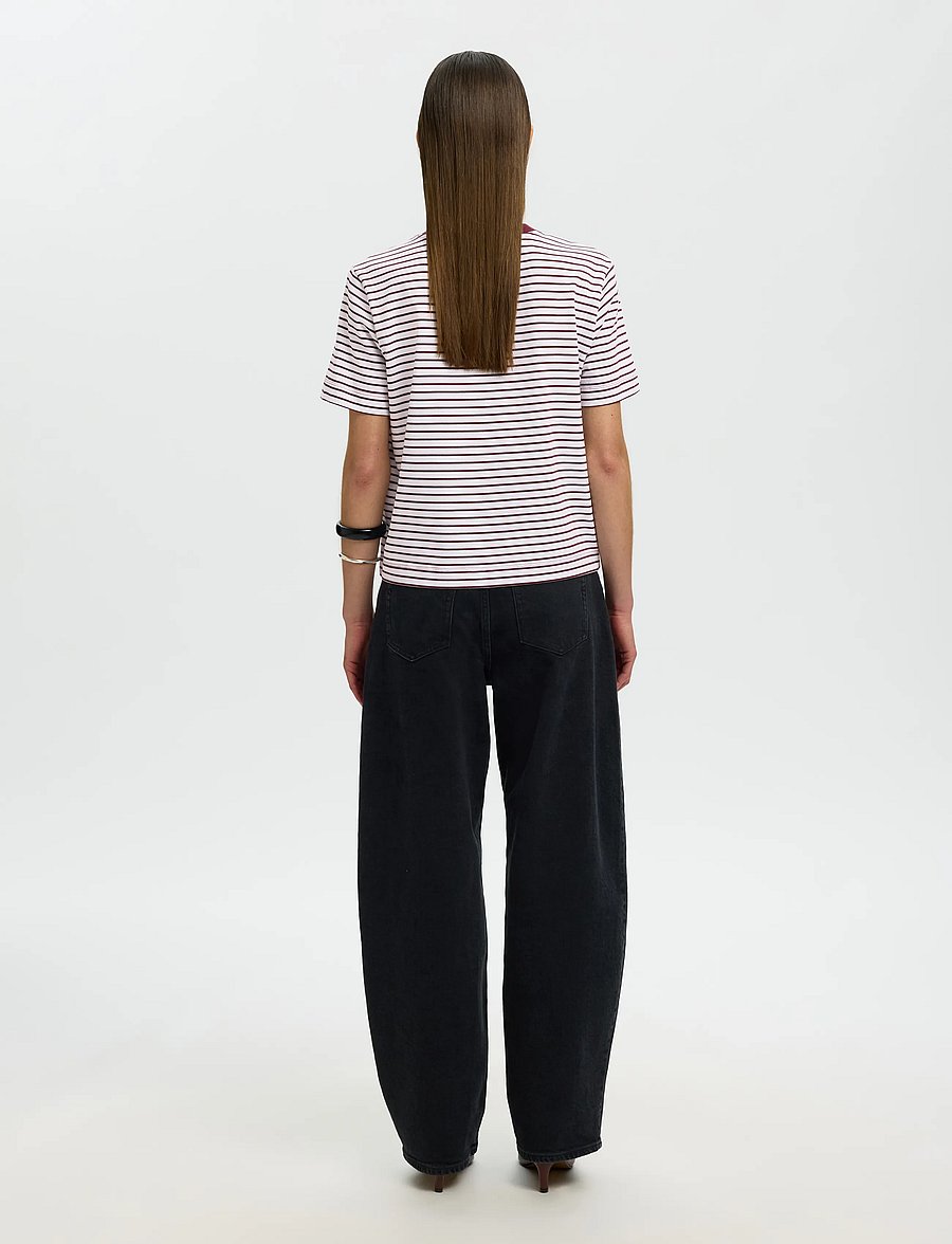 Selected - SLFESSENTIAL SS STRIPED BOXY TEE NOOS - t-shirts - tawny port - 2