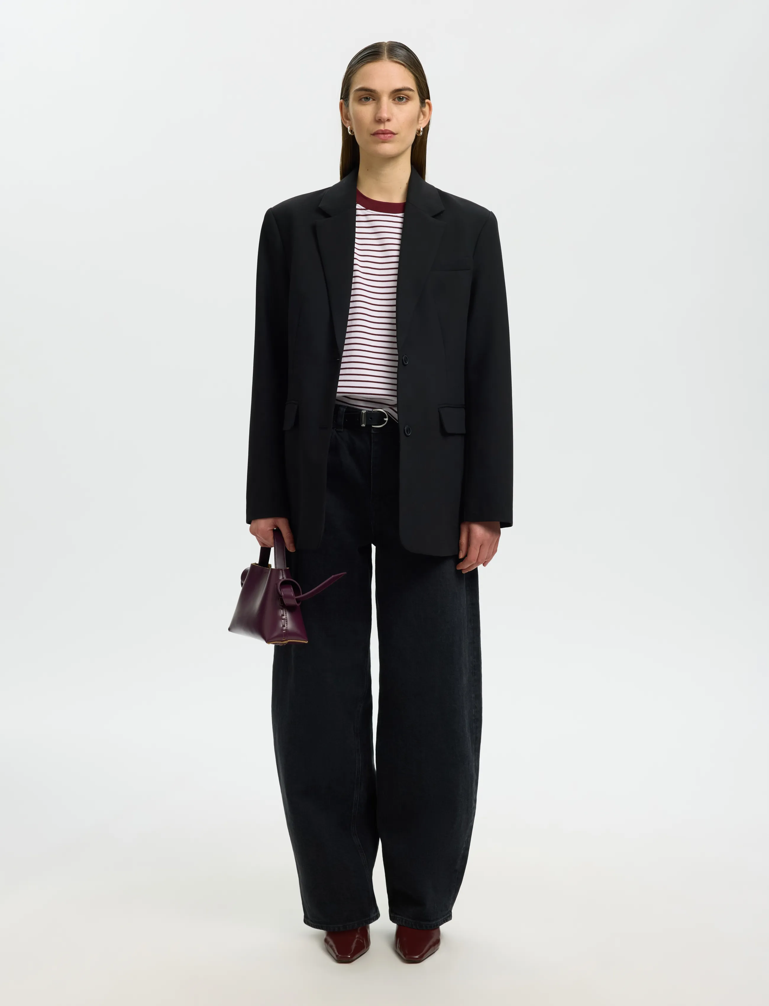 Selected - SLWESSENTIAL SS STRIPED BOXY TEE NOOS - t-shirts - tawny port - 5