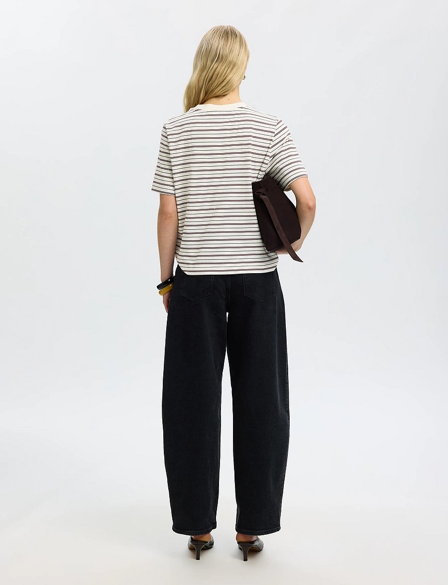Selected - SLWESSENTIAL SS STRIPED BOXY TEE NOOS - t-shirts - tawny port - 2