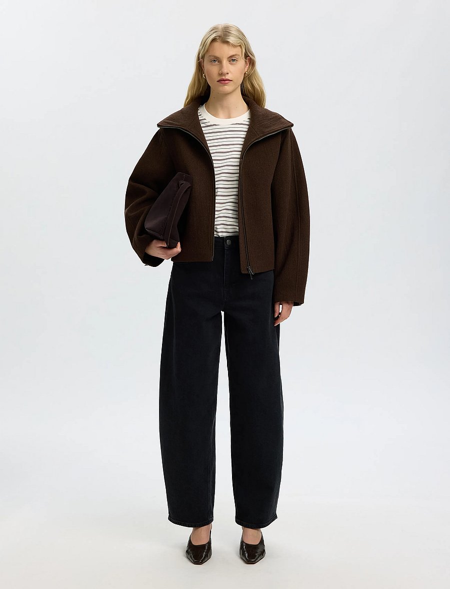 Selected - SLWESSENTIAL SS STRIPED BOXY TEE NOOS - t-shirts - tawny port - 5