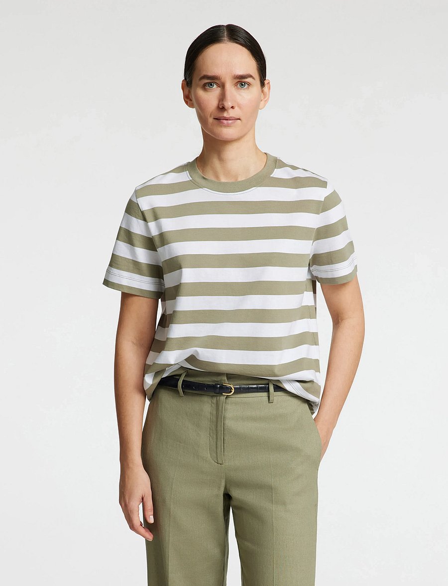 Selected - SLWESSENTIAL SS STRIPED BOXY TEE NOOS - t-särgid - vetiver - 0