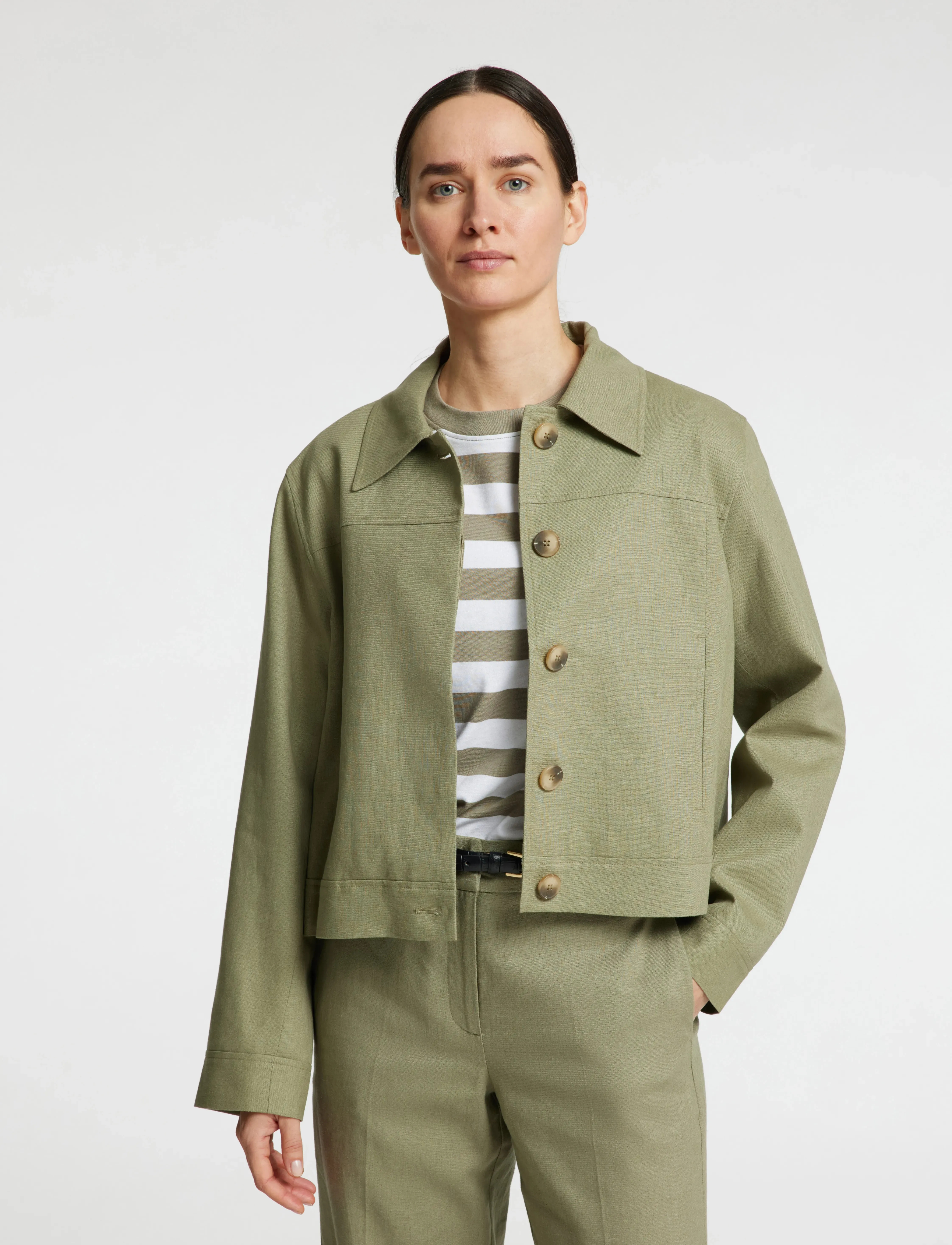 Selected - SLWESSENTIAL SS STRIPED BOXY TEE NOOS - t-shirts - vetiver - 4