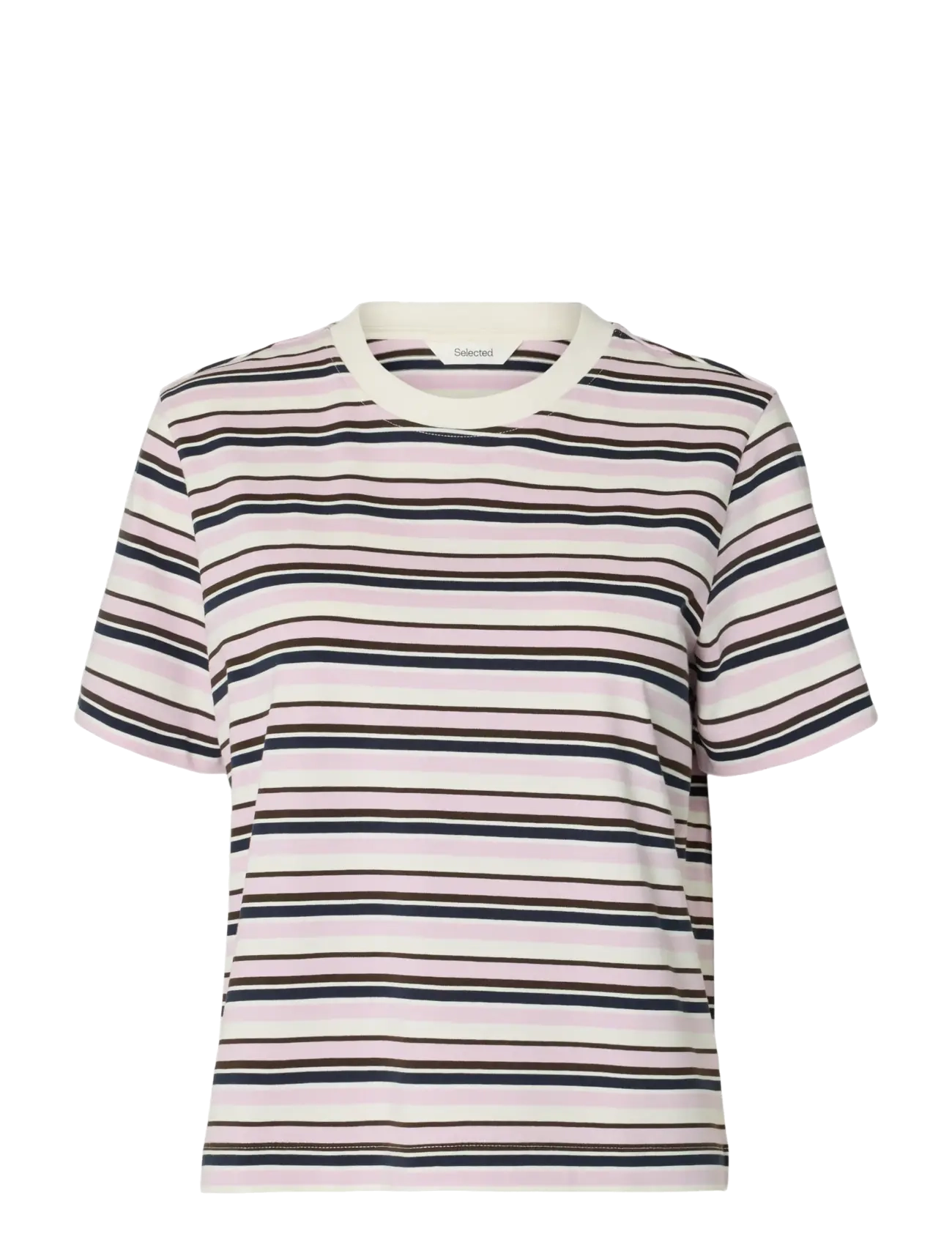 Selected SLWESSENTIAL SS STRIPED BOXY TEE NOOS - T-shirts & Toppe - WINSOME ORCHID / pink/rose