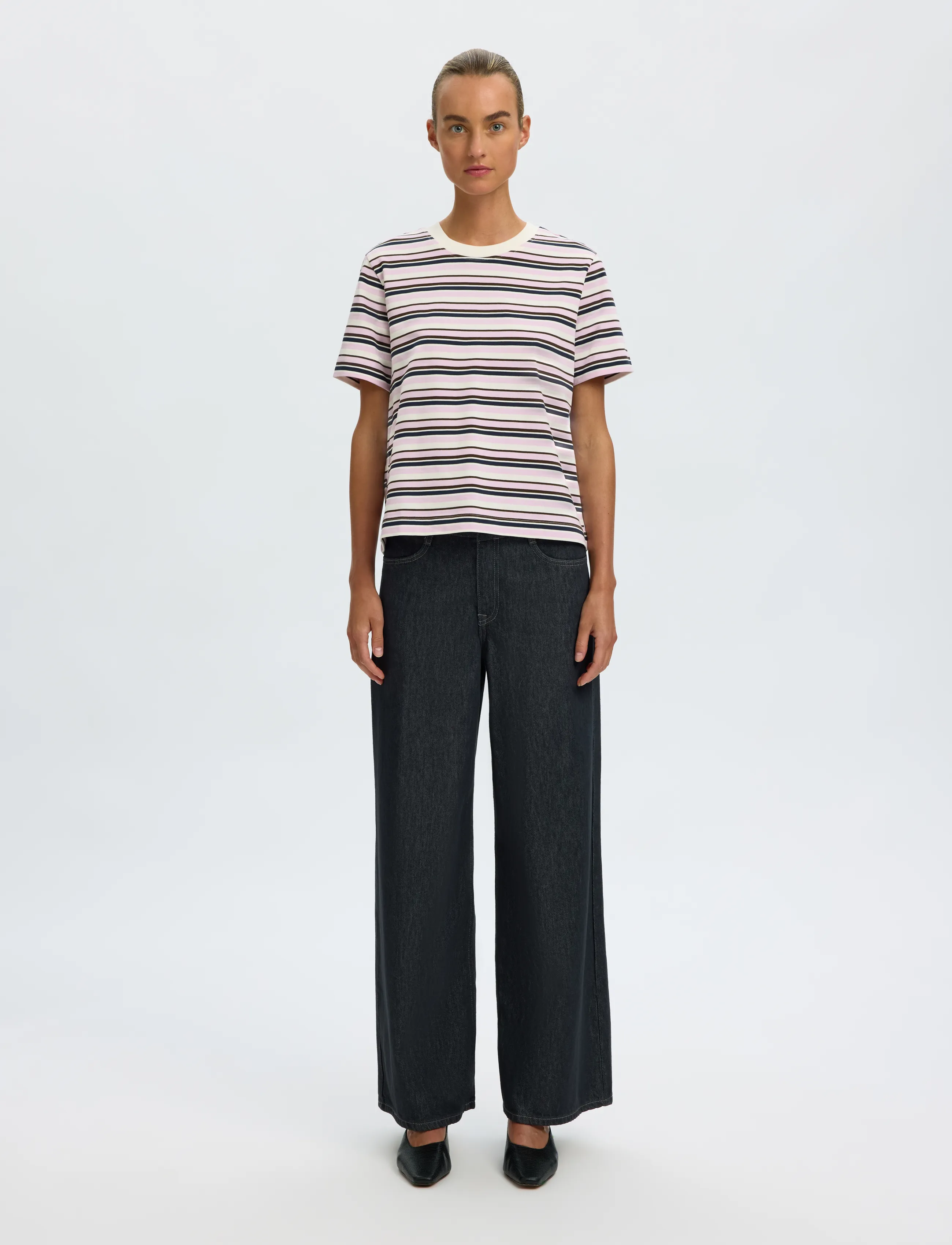 Selected - SLWESSENTIAL SS STRIPED BOXY TEE NOOS - t-shirts - winsome orchid - 3