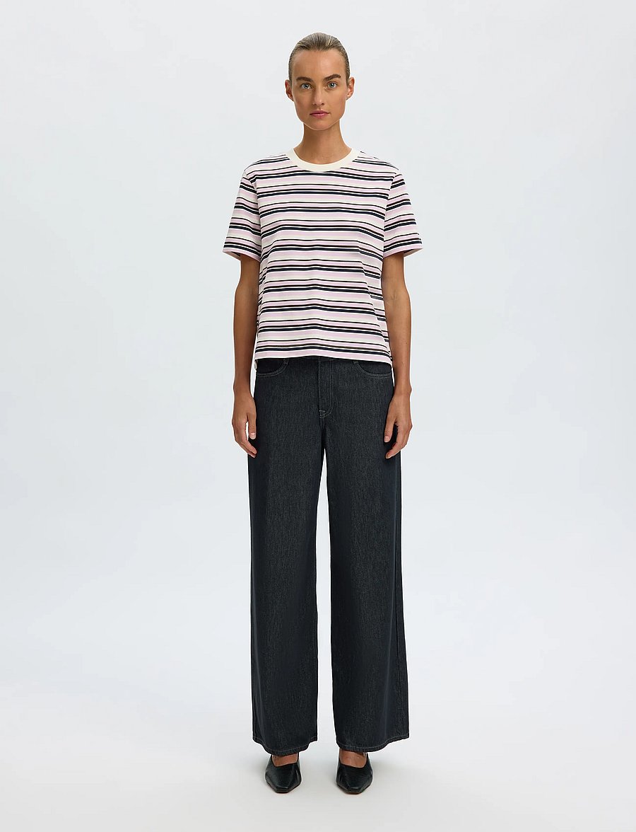 Selected - SLWESSENTIAL SS STRIPED BOXY TEE NOOS - t-shirts - winsome orchid - 3