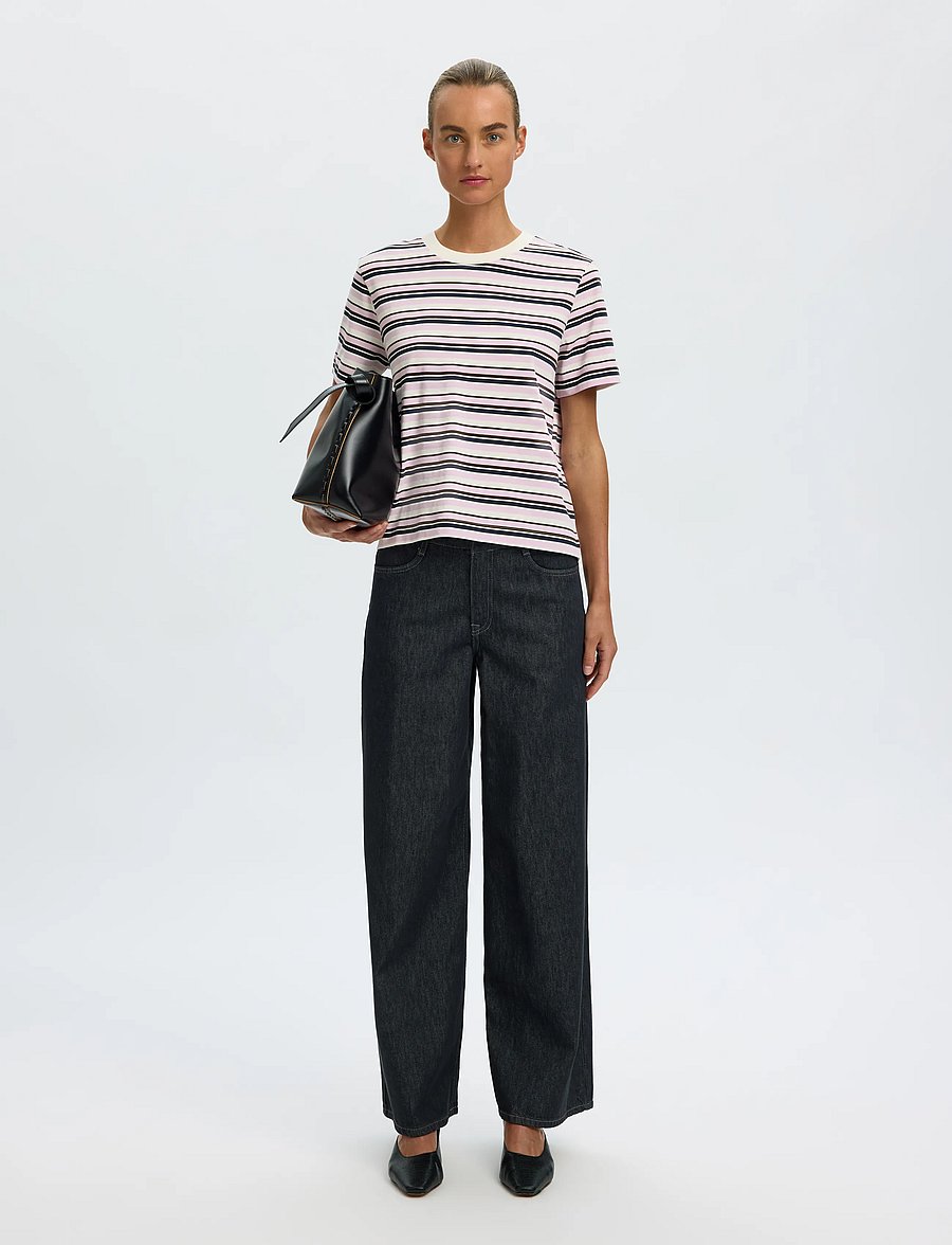 Selected - SLWESSENTIAL SS STRIPED BOXY TEE NOOS - t-shirts - winsome orchid - 5