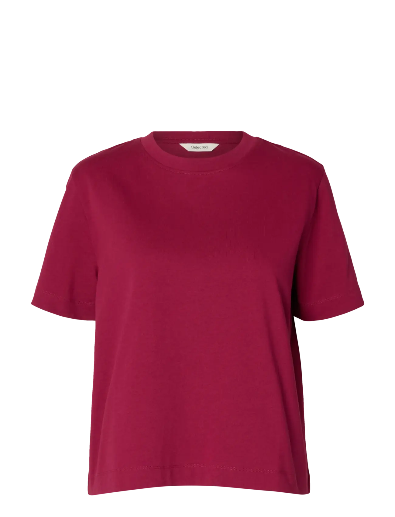 Selected SLWESSENTIAL SS BOXY TEE NOOS - T-Shirts & Tops - ANEMONE / burgundy