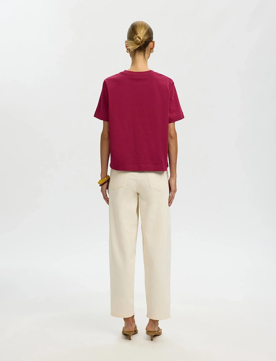 Selected - SLWESSENTIAL SS BOXY TEE NOOS - t-shirts - anemone - 2