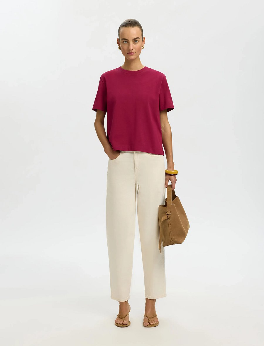 Selected - SLWESSENTIAL SS BOXY TEE NOOS - t-shirts - anemone - 3