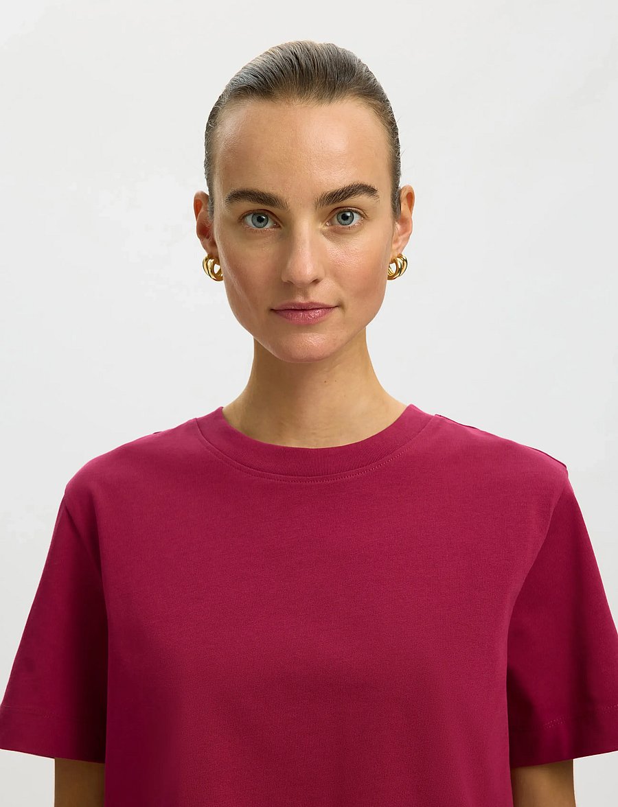 Selected - SLWESSENTIAL SS BOXY TEE NOOS - t-shirts - anemone - 4