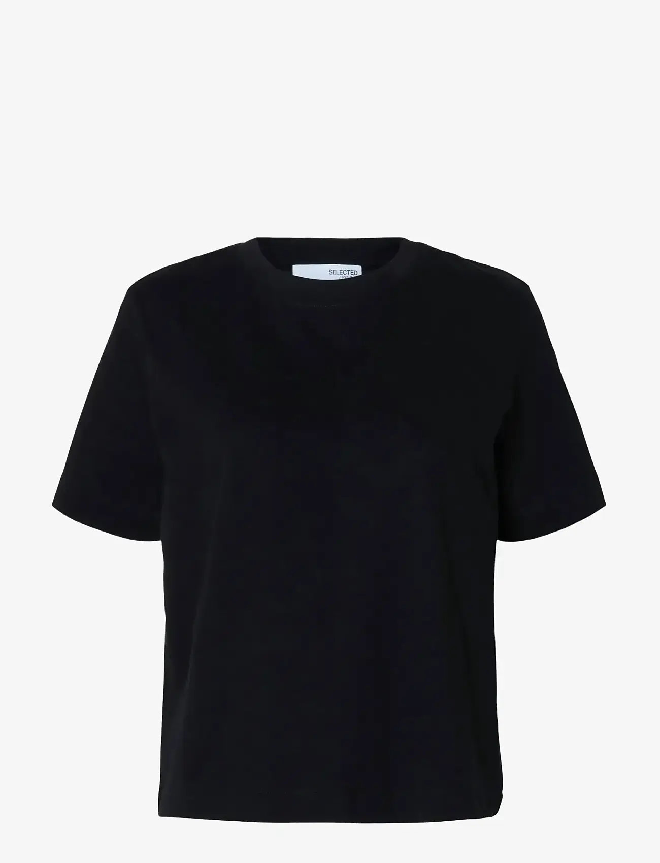 Selected - SLWESSENTIAL SS BOXY TEE NOOS - t-shirts - black - 1