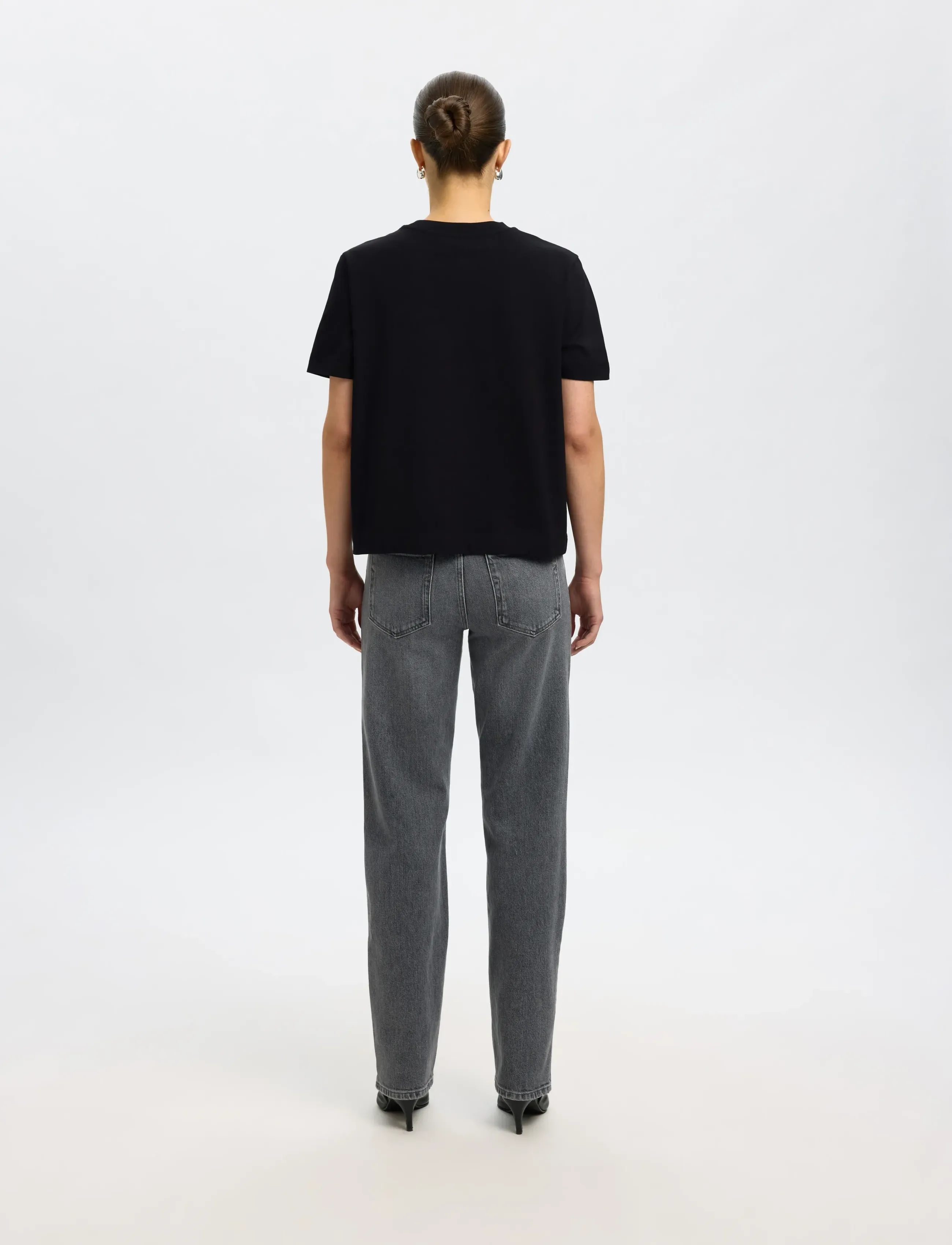 Selected - SLWESSENTIAL SS BOXY TEE NOOS - t-shirts - black - 3