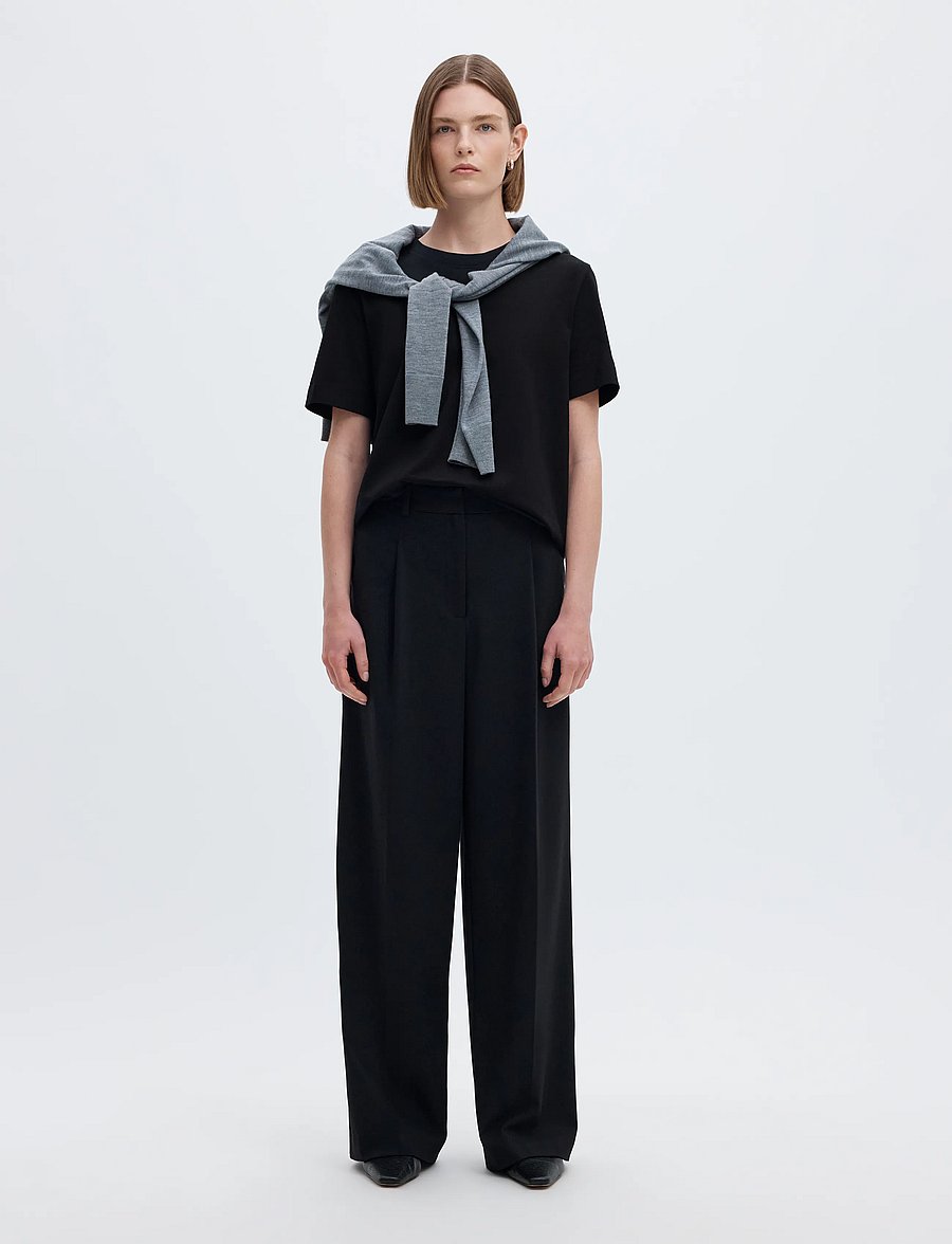 Selected - SLWESSENTIAL SS BOXY TEE NOOS - t-shirts - black - 4