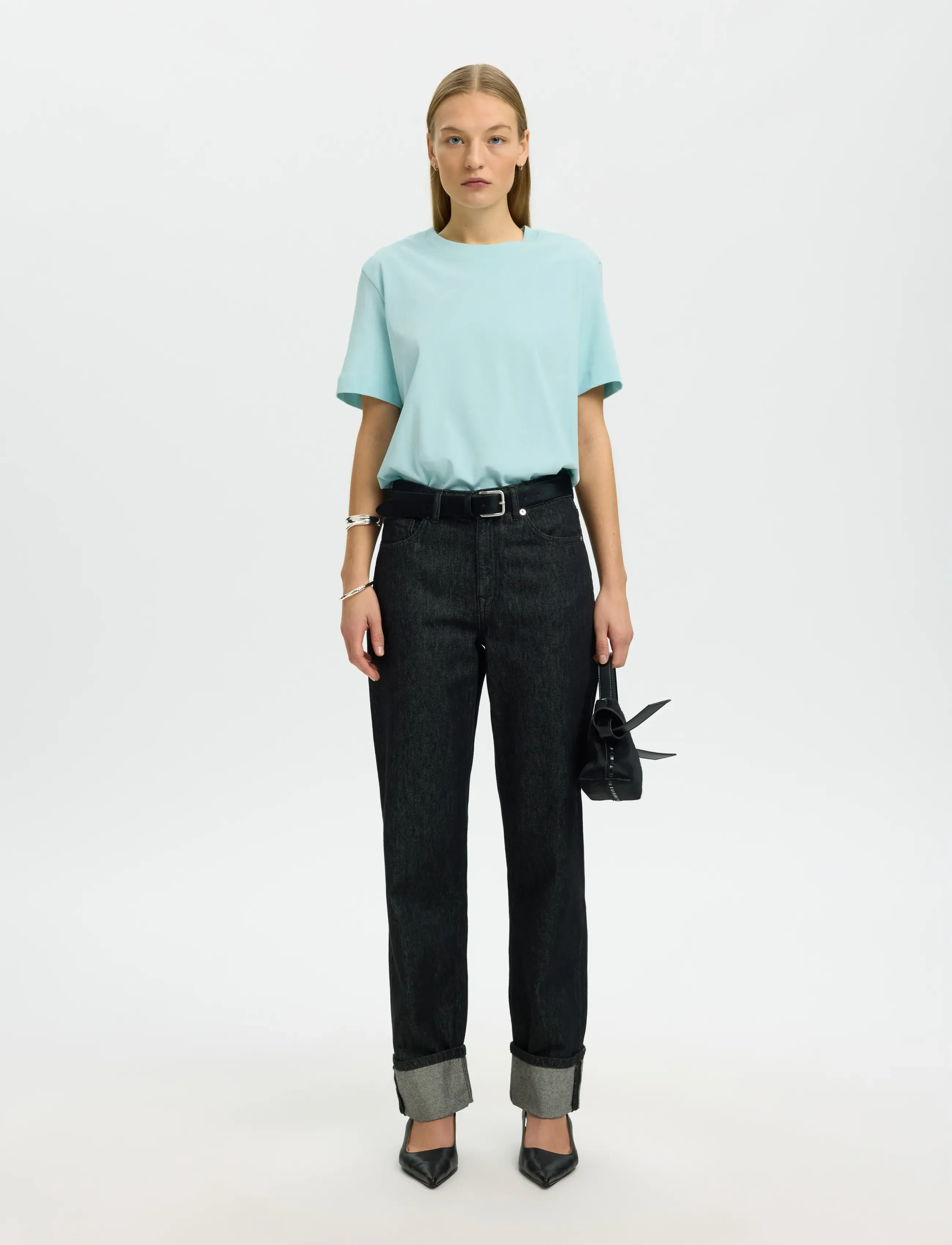 Selected - SLWESSENTIAL SS BOXY TEE NOOS - t-shirts - blue glow - 3