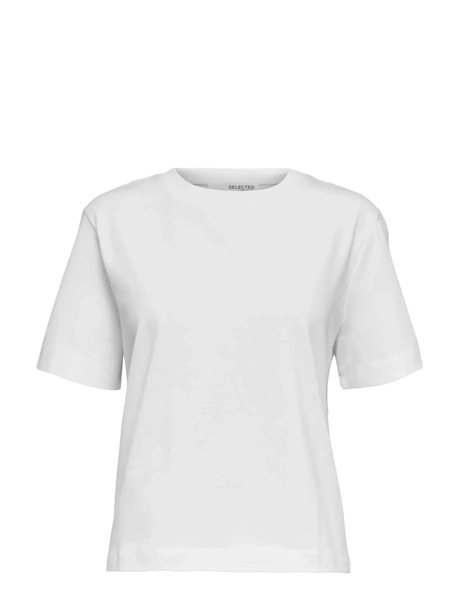 Selected - SLWESSENTIAL SS BOXY TEE NOOS - t-shirts - bright white - 1
