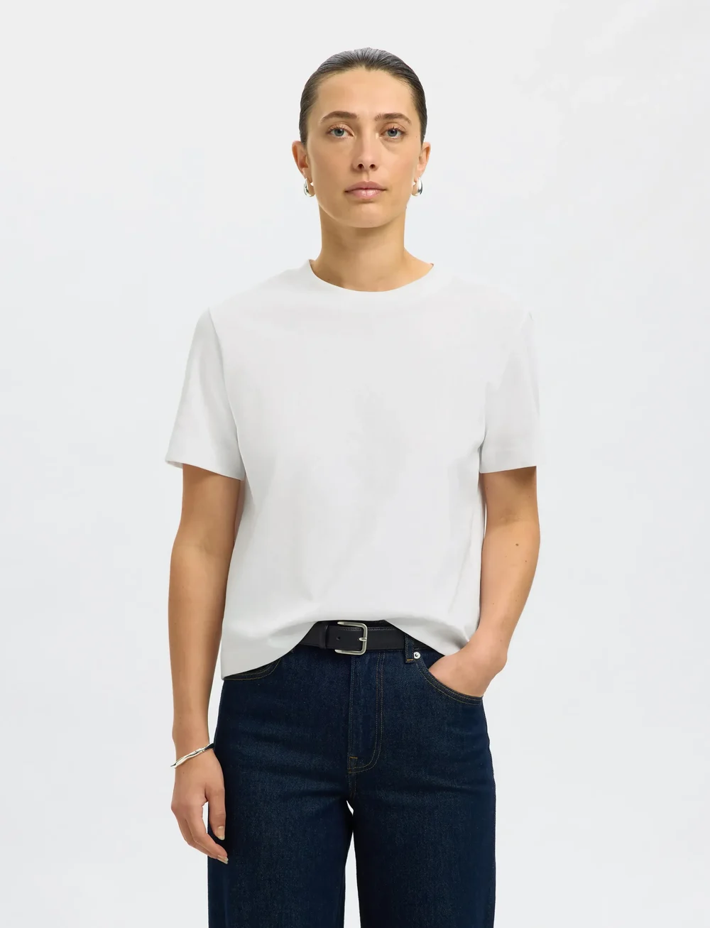 Selected - SLFESSENTIAL SS BOXY TEE NOOS - t-shirts - bright white - 0