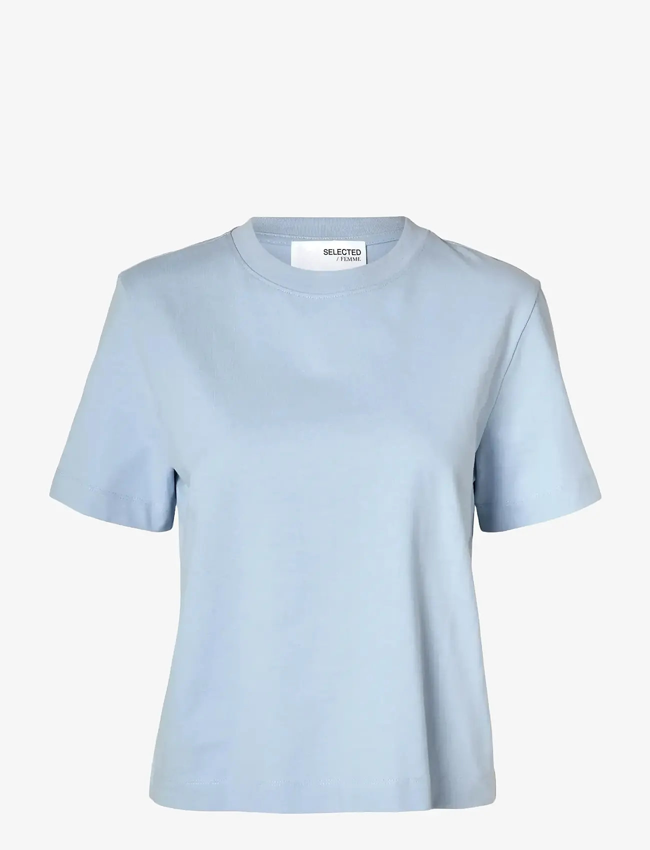 Selected - SLWESSENTIAL SS BOXY TEE NOOS - t-shirts - cashmere blue - 1