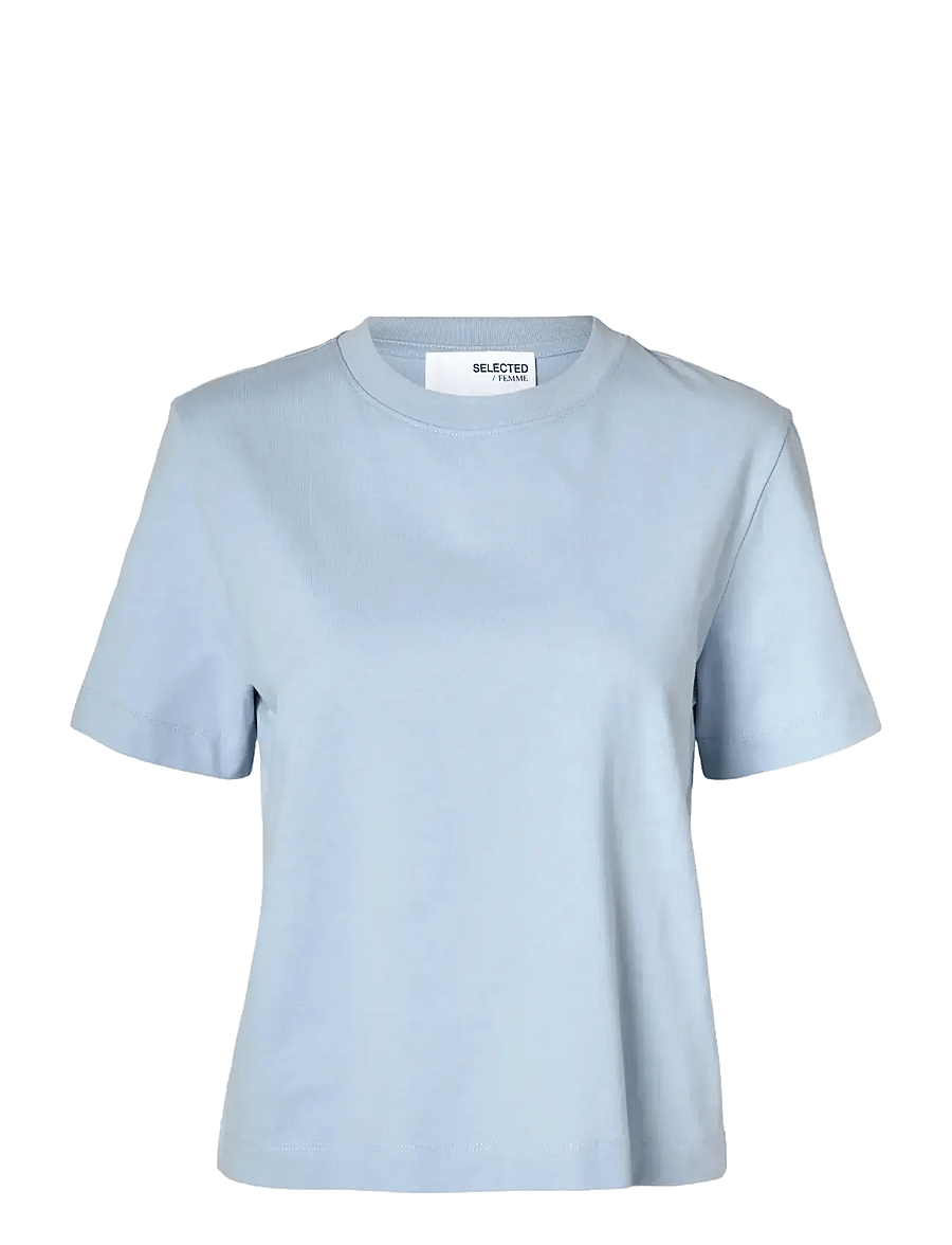 Selected - SLWESSENTIAL SS BOXY TEE NOOS - t-särgid - cashmere blue - 1