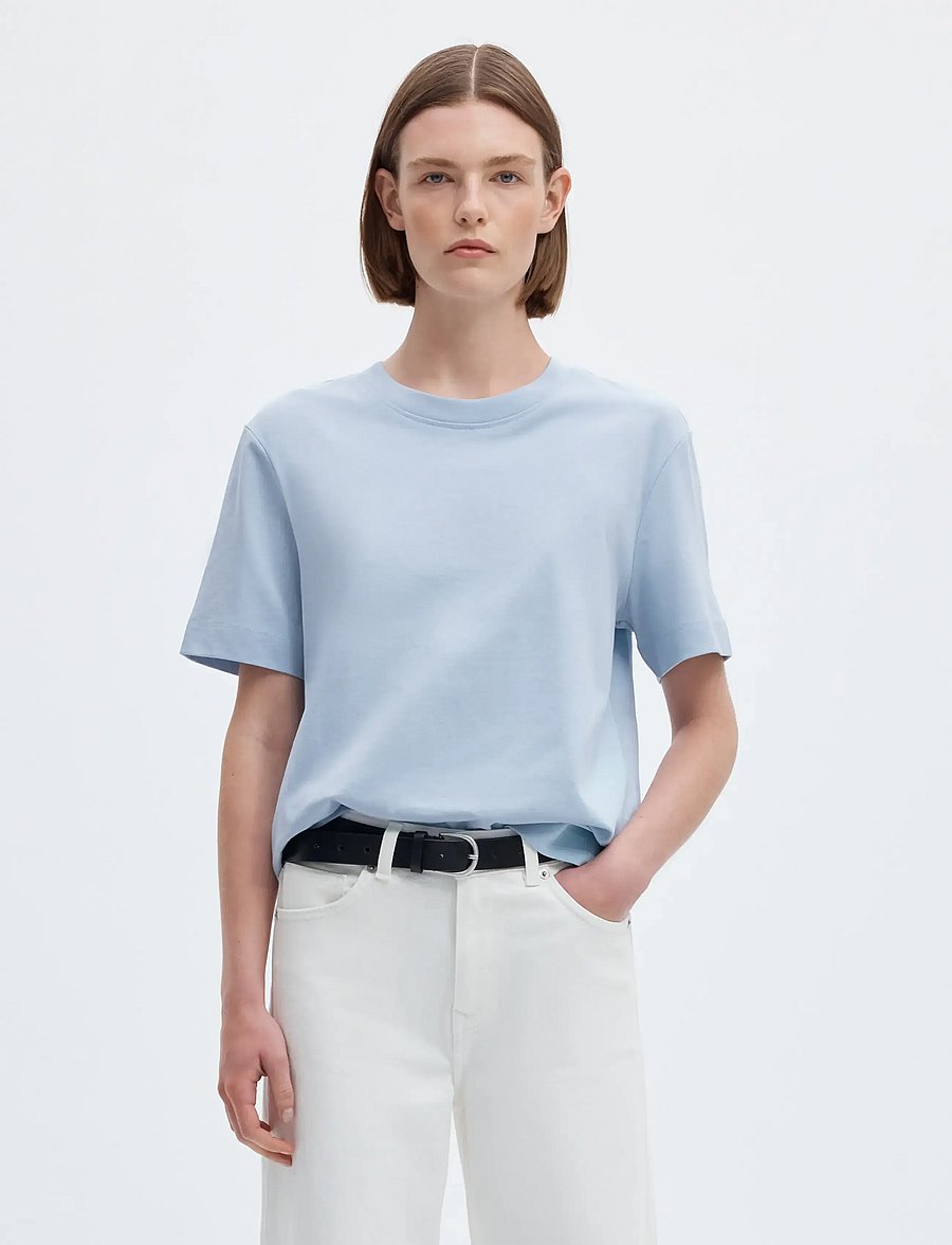 Selected - SLWESSENTIAL SS BOXY TEE NOOS - t-särgid - cashmere blue - 0