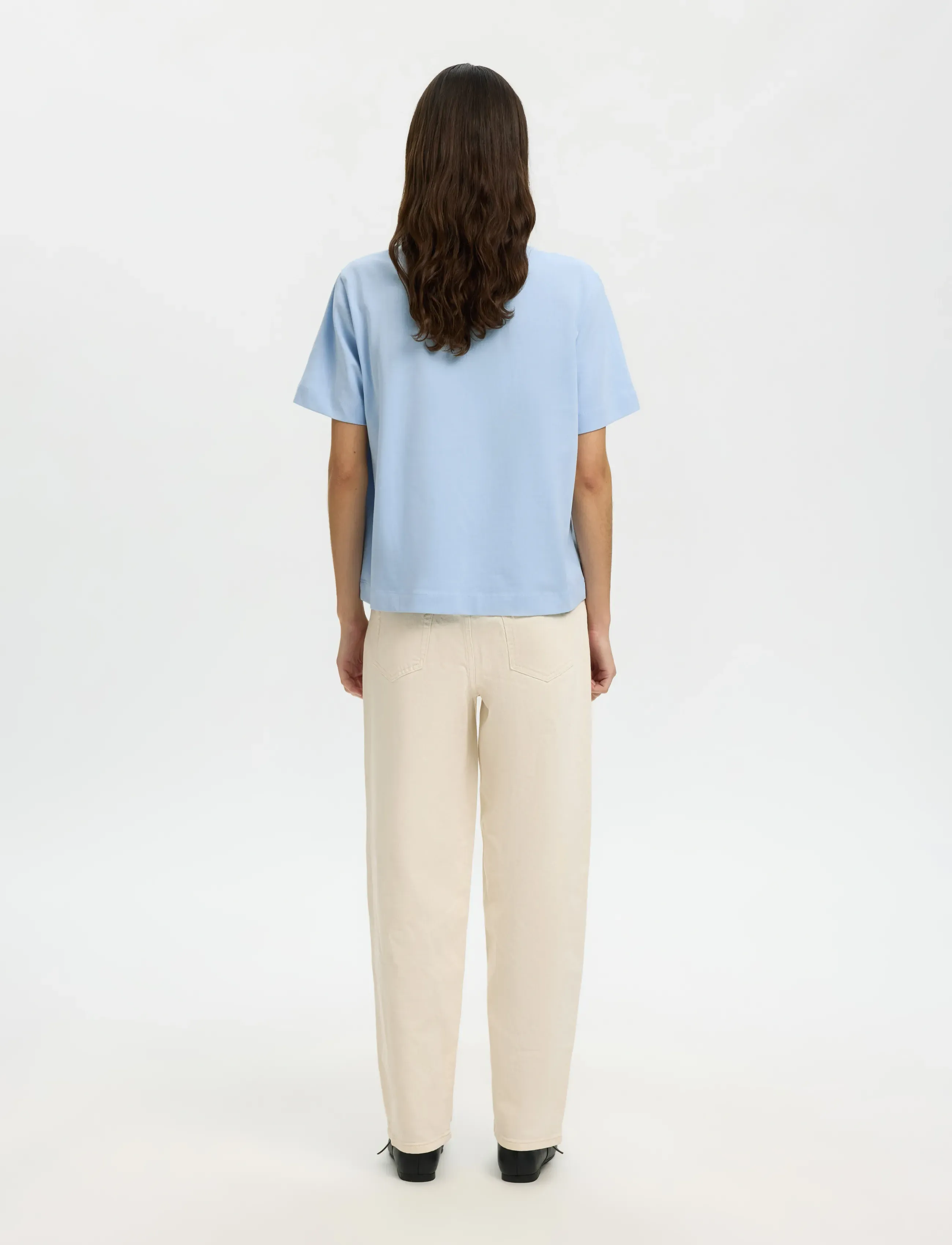 Selected - SLWESSENTIAL SS BOXY TEE NOOS - marškinėliai - cashmere blue - 3