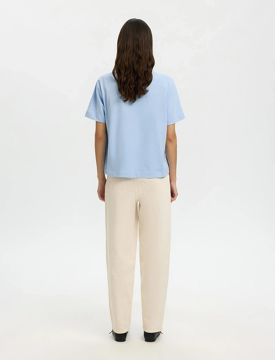 Selected - SLWESSENTIAL SS BOXY TEE NOOS - t-särgid - cashmere blue - 3