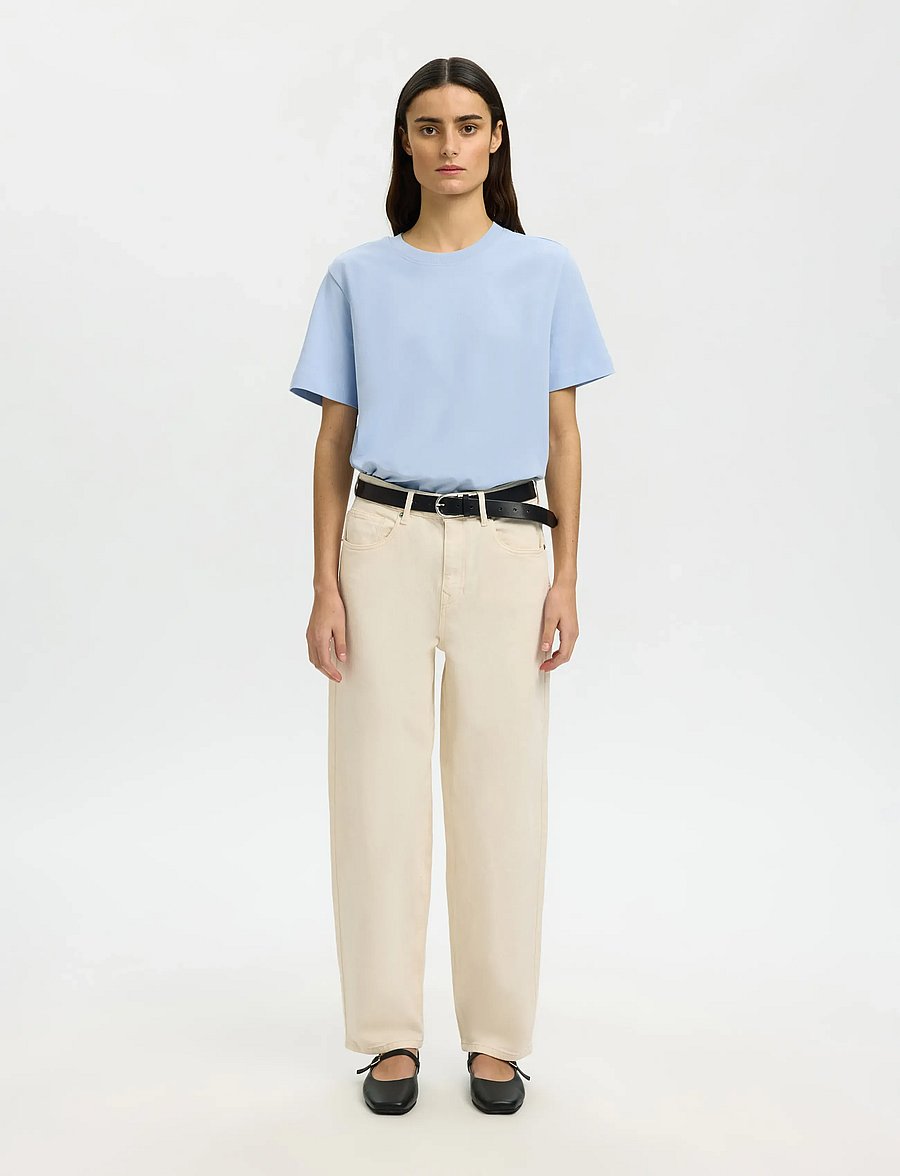 Selected - SLWESSENTIAL SS BOXY TEE NOOS - t-särgid - cashmere blue - 4