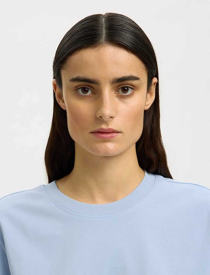 Selected - SLWESSENTIAL SS BOXY TEE NOOS - t-shirts - cashmere blue - 5