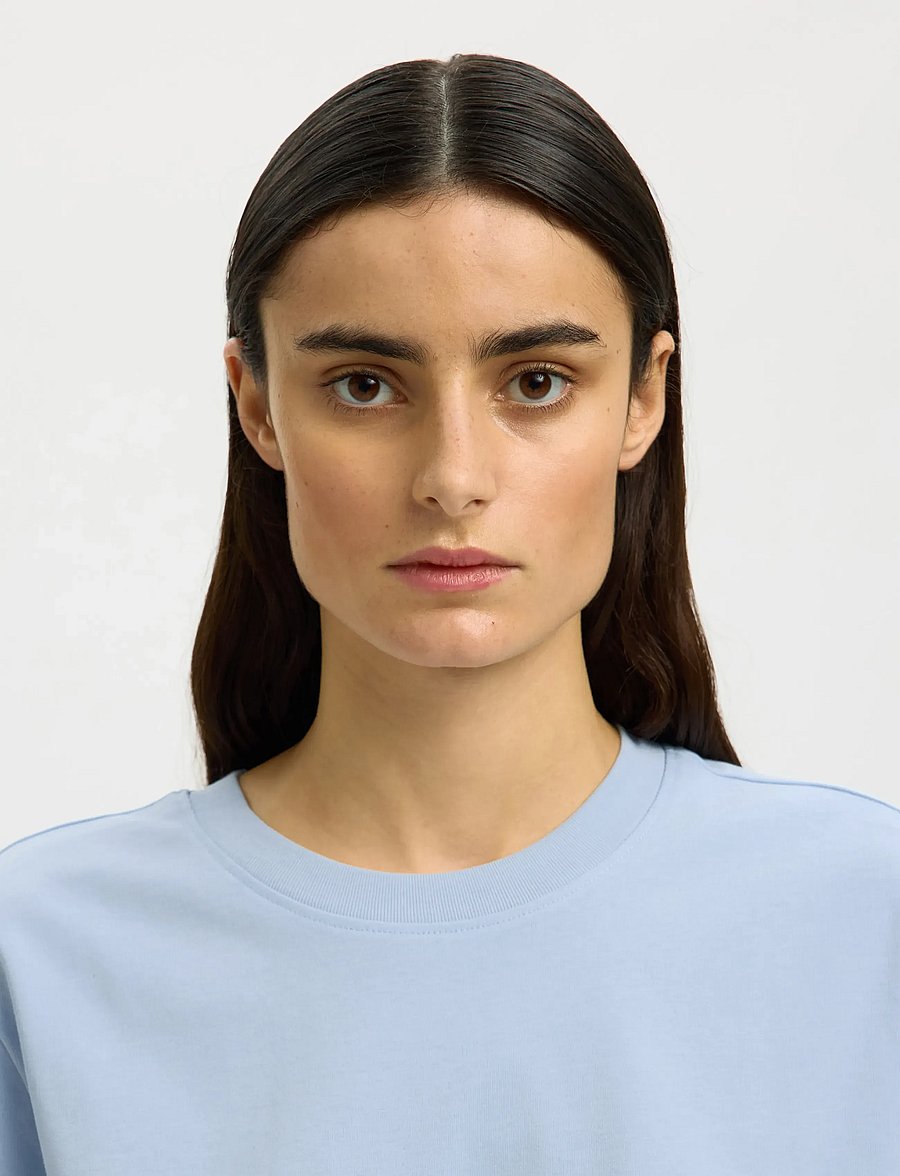 Selected - SLWESSENTIAL SS BOXY TEE NOOS - t-särgid - cashmere blue - 5