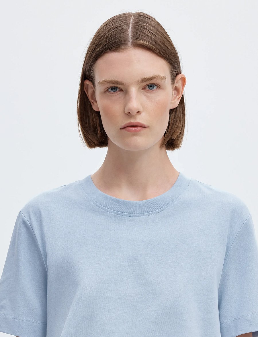 Selected - SLWESSENTIAL SS BOXY TEE NOOS - t-särgid - cashmere blue - 5