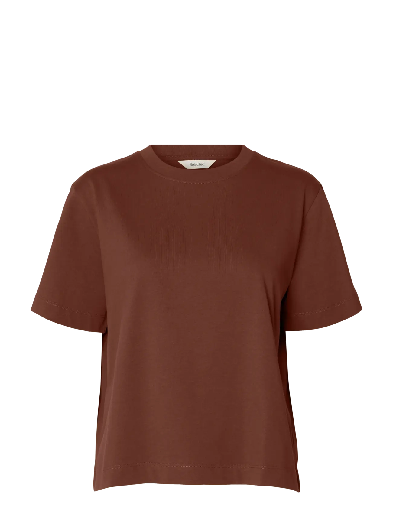 Selected SLWESSENTIAL SS BOXY TEE NOOS - T-Shirts & Tops - CHERRY MAHOGANY / brown