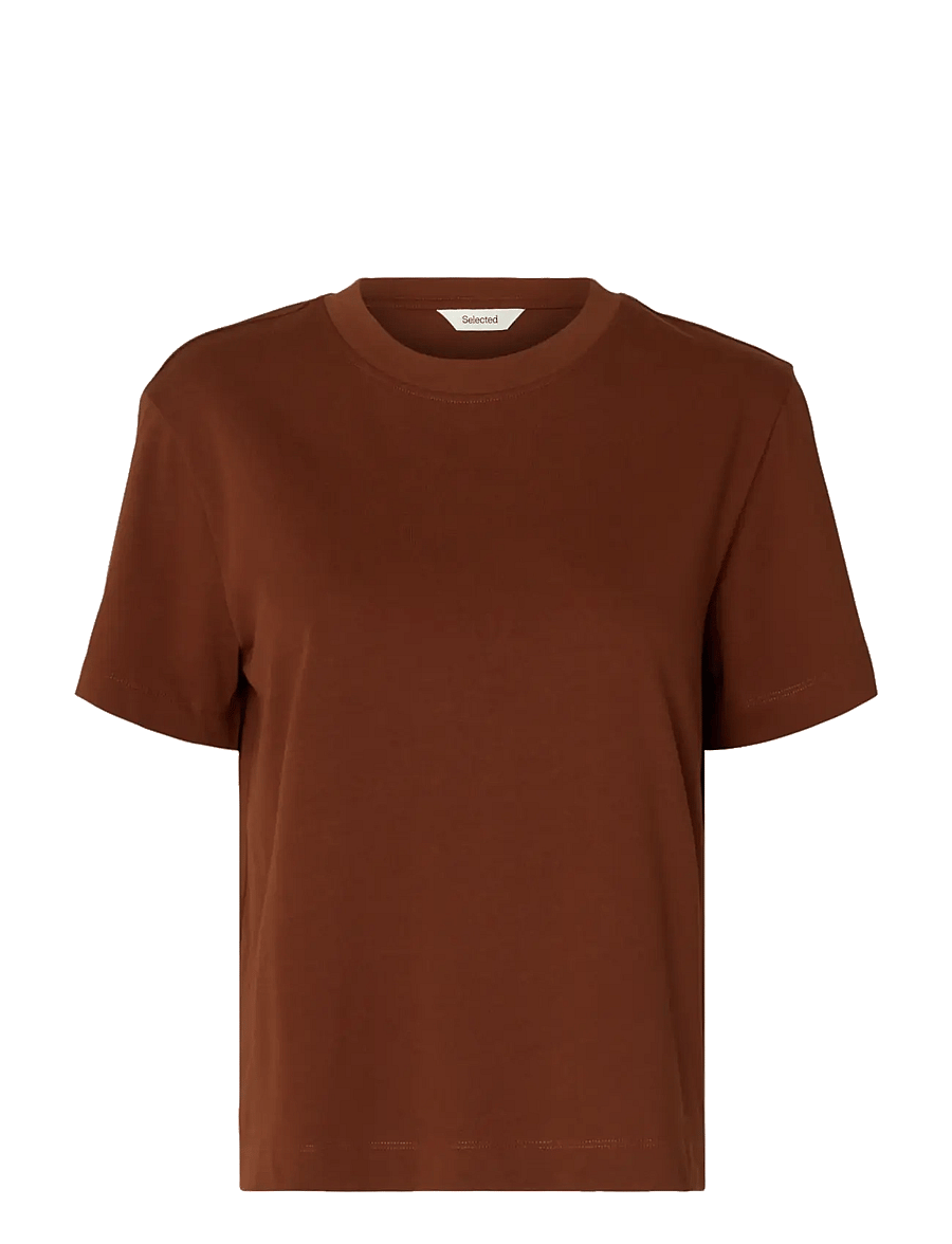 Selected - SLWESSENTIAL SS BOXY TEE NOOS - t-särgid - cherry mahogany - 1
