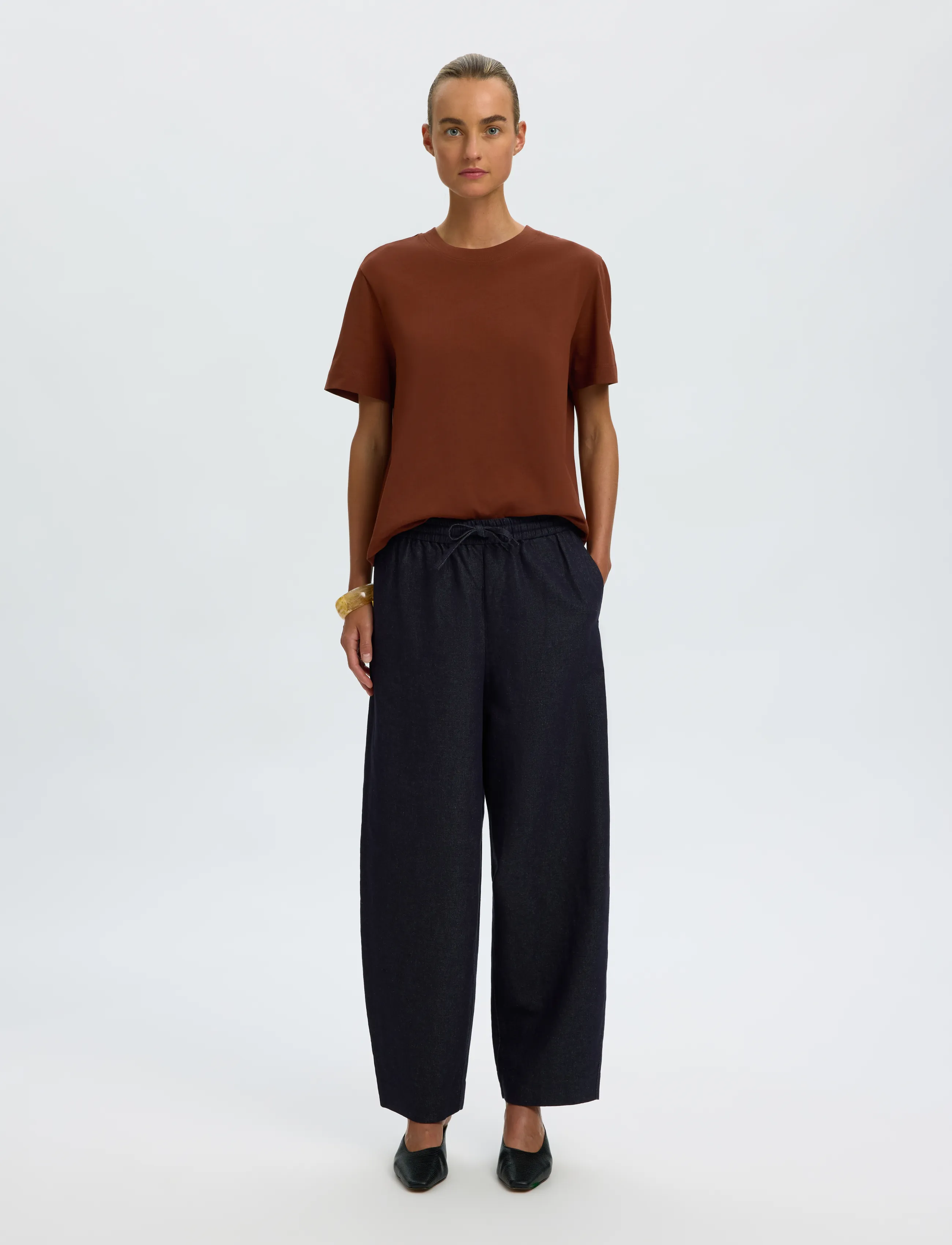 Selected - SLWESSENTIAL SS BOXY TEE NOOS - t-paidat - cherry mahogany - 3