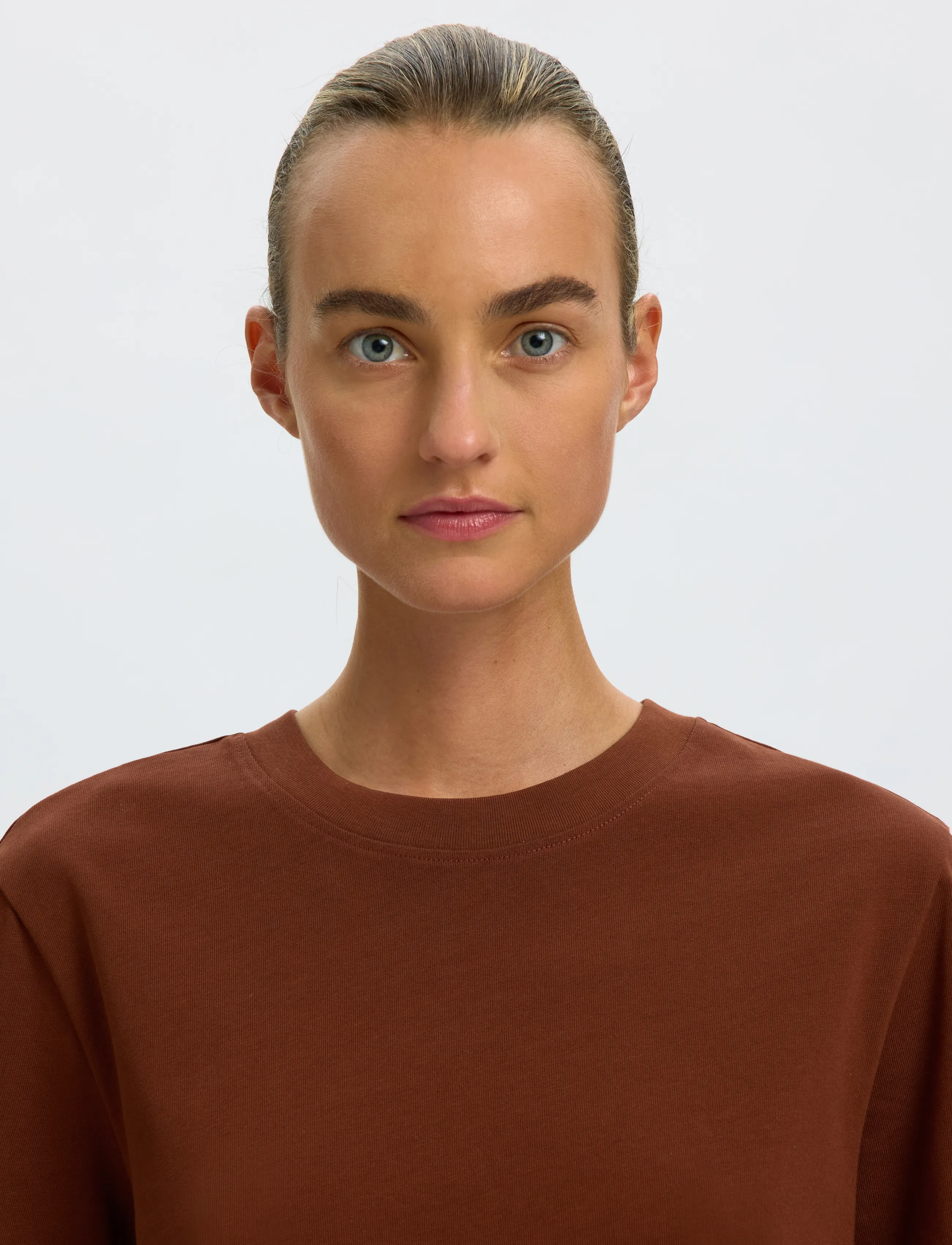 Selected - SLWESSENTIAL SS BOXY TEE NOOS - t-paidat - cherry mahogany - 4