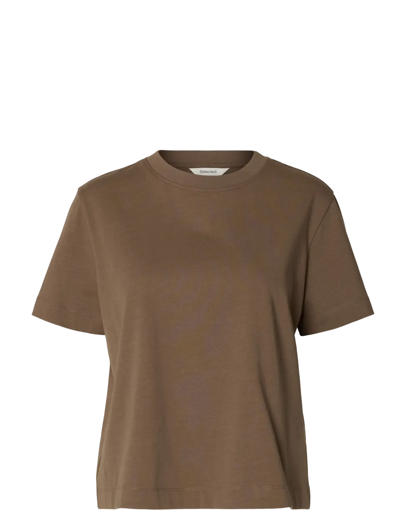 Selected - SLWESSENTIAL SS BOXY TEE NOOS - t-shirts - chocolate chip - 1